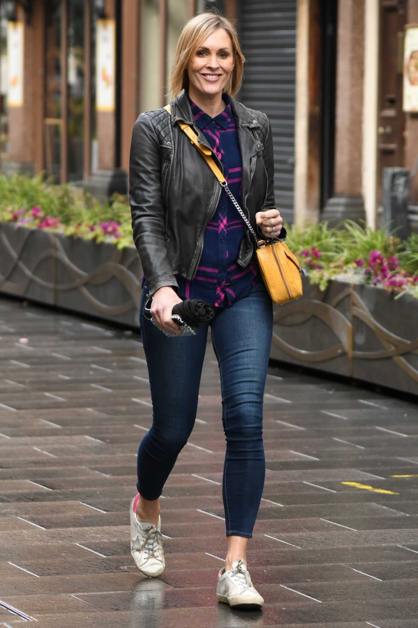 Jenni Falconer in a Beige Coat Leaves the Global Studios in London 11