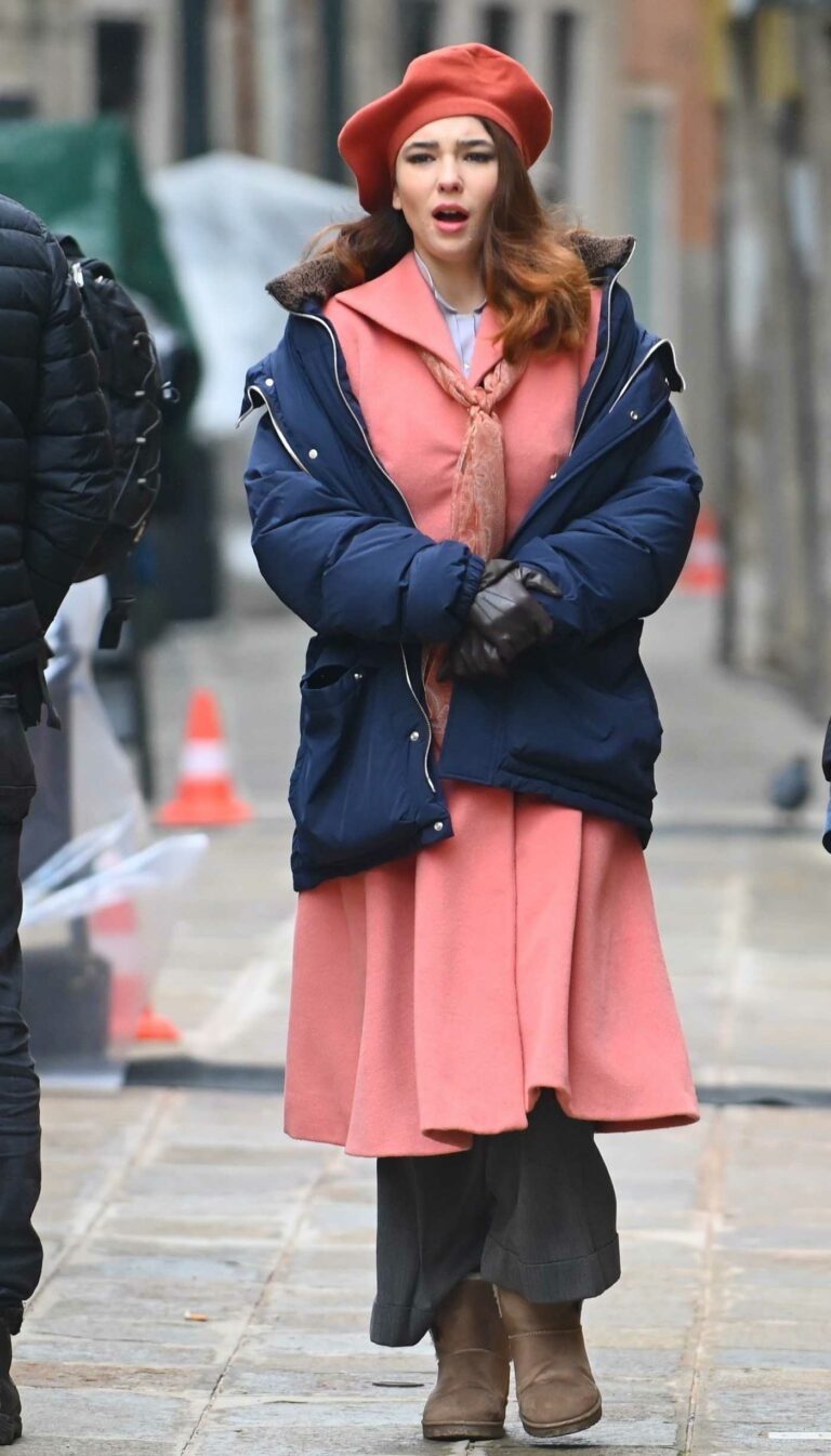 Matilda de Angelis in a Pink Coat