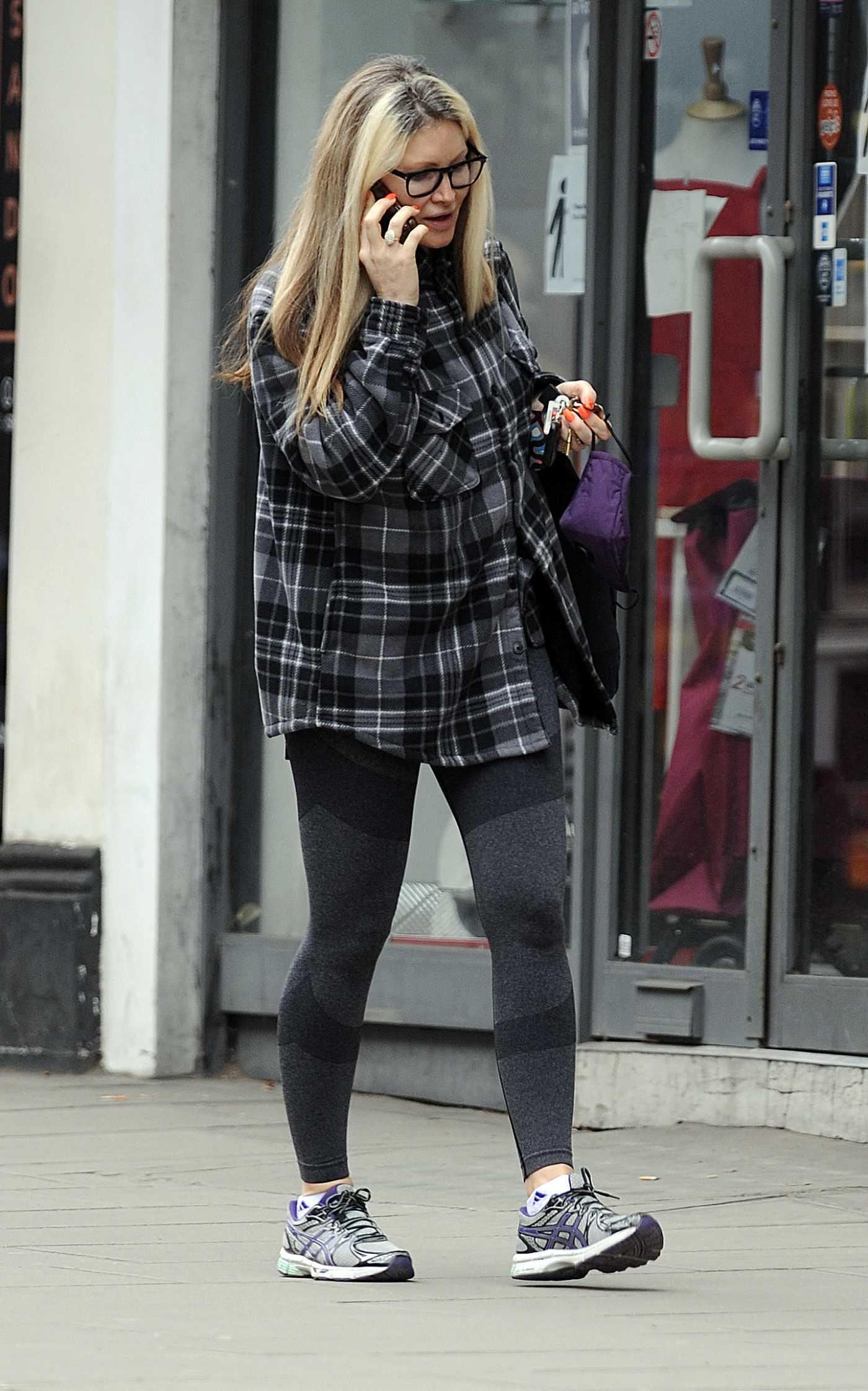Caprice Bourret in a Black Baggy Check Shirt Was Seen Out in London 03/23/2021