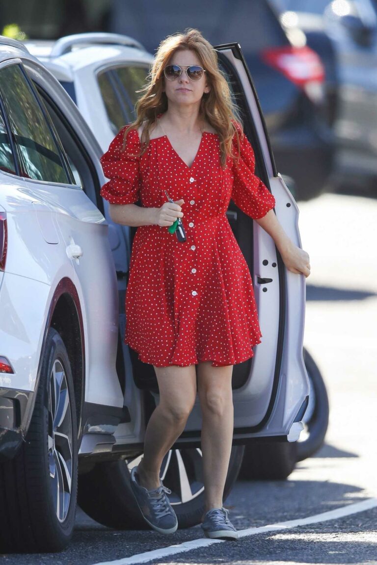 Isla Fisher in a Red Summer Dress