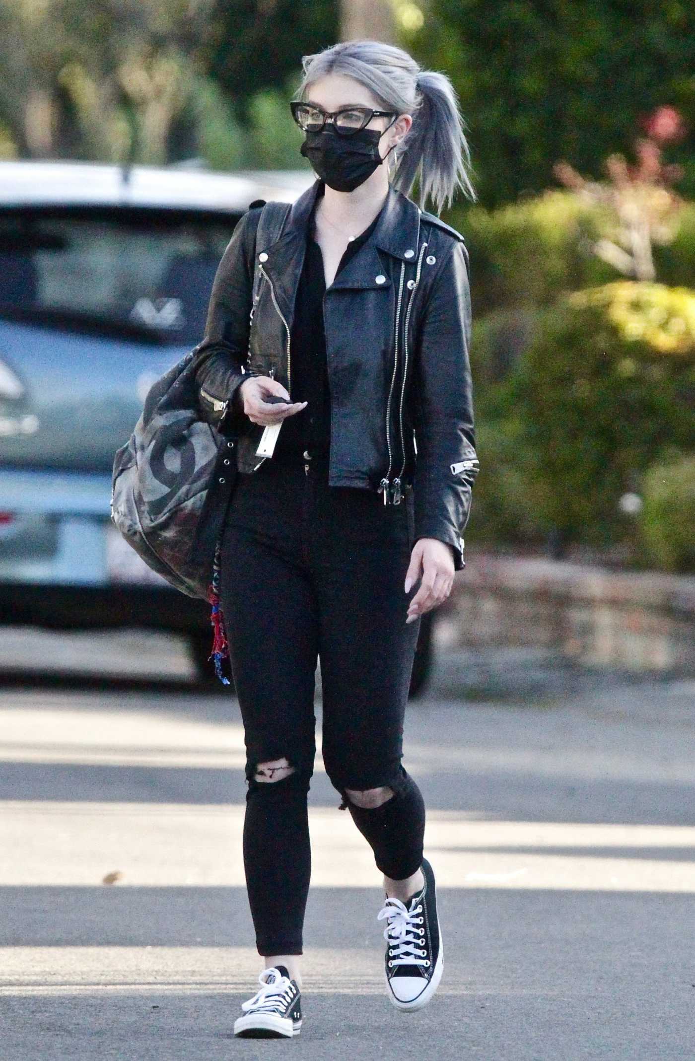 Kelly Osbourne in a Black Leather Jacket Was Seen Out in Los Angeles 03/21/2021
