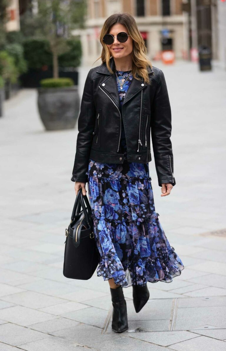 Zoe Hardman in a Black Leather Jacket