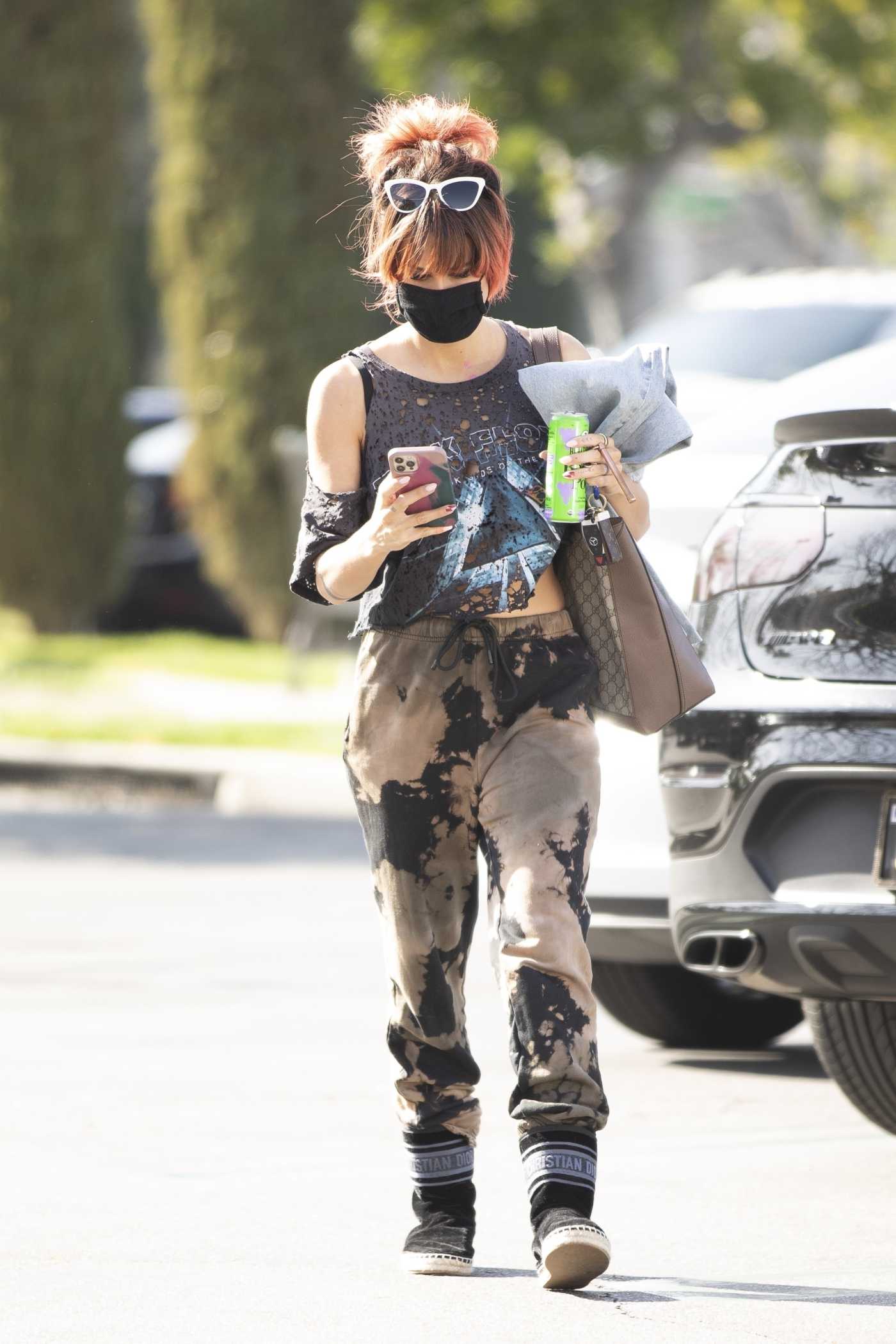 Brittany Furlan in a Black Protective Mask Was Seen Out in Calabasas 04/09/2021