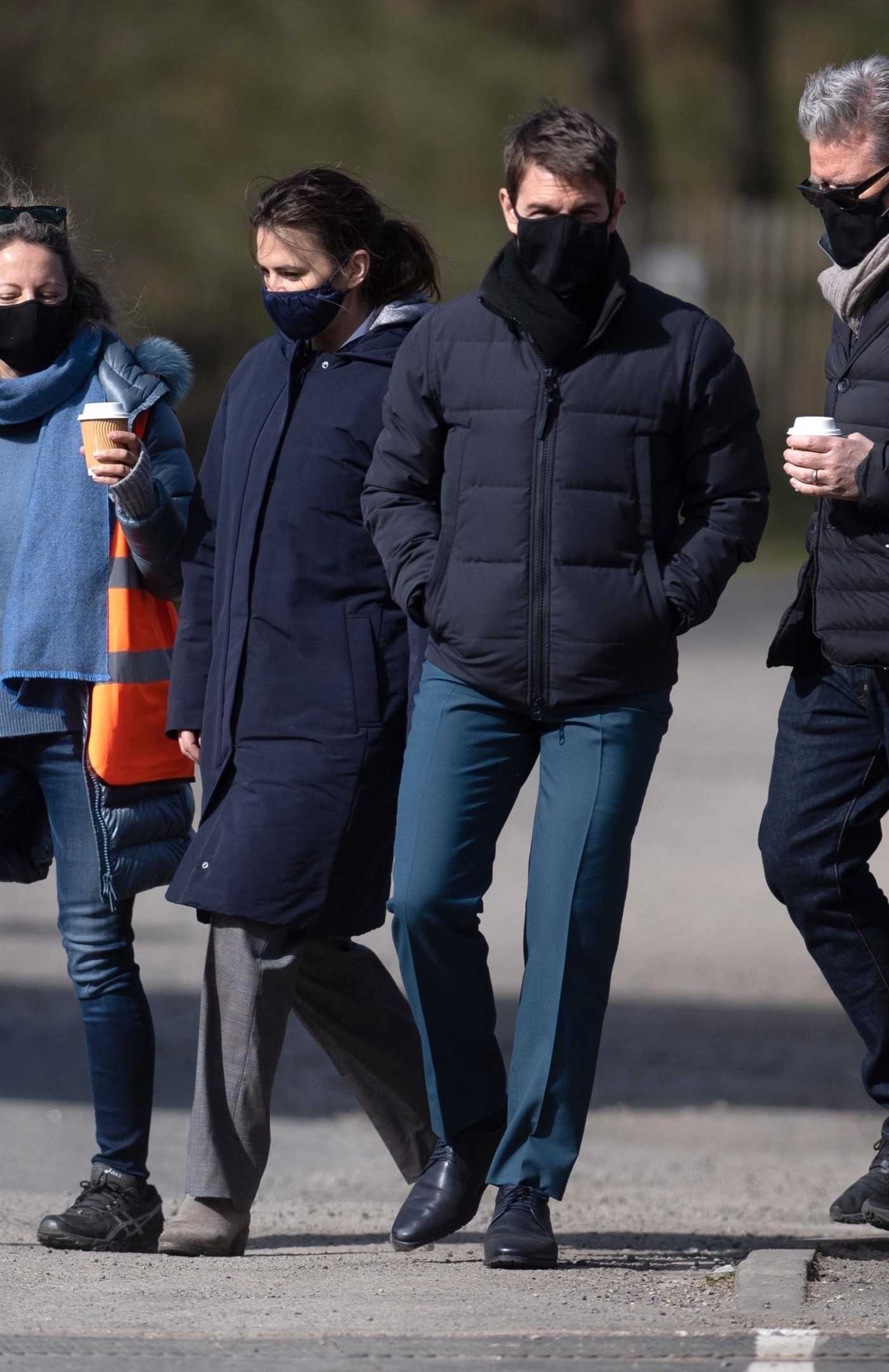 Hayley Atwell in a Protective Mask on the Set of the Mission Impossible 7 with Tom Cruise Out in Yorkshire 04/21/2021