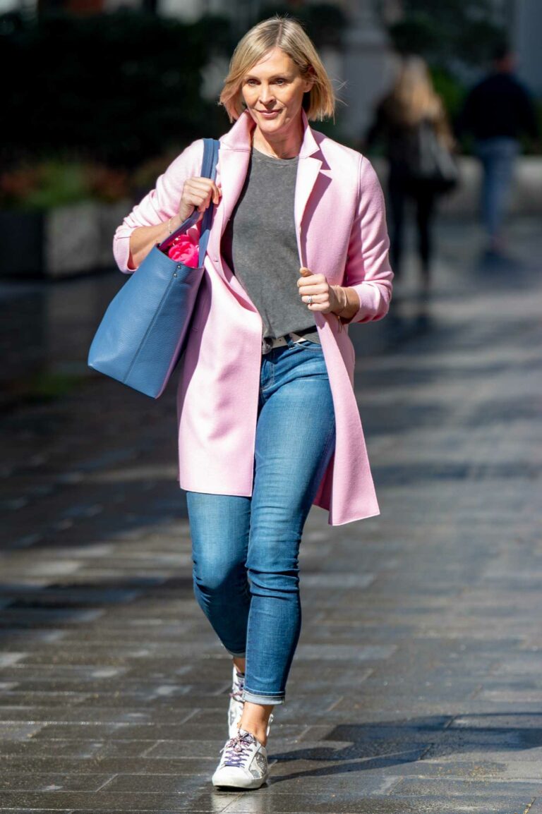 Jenni Falconer in a Pink Coat