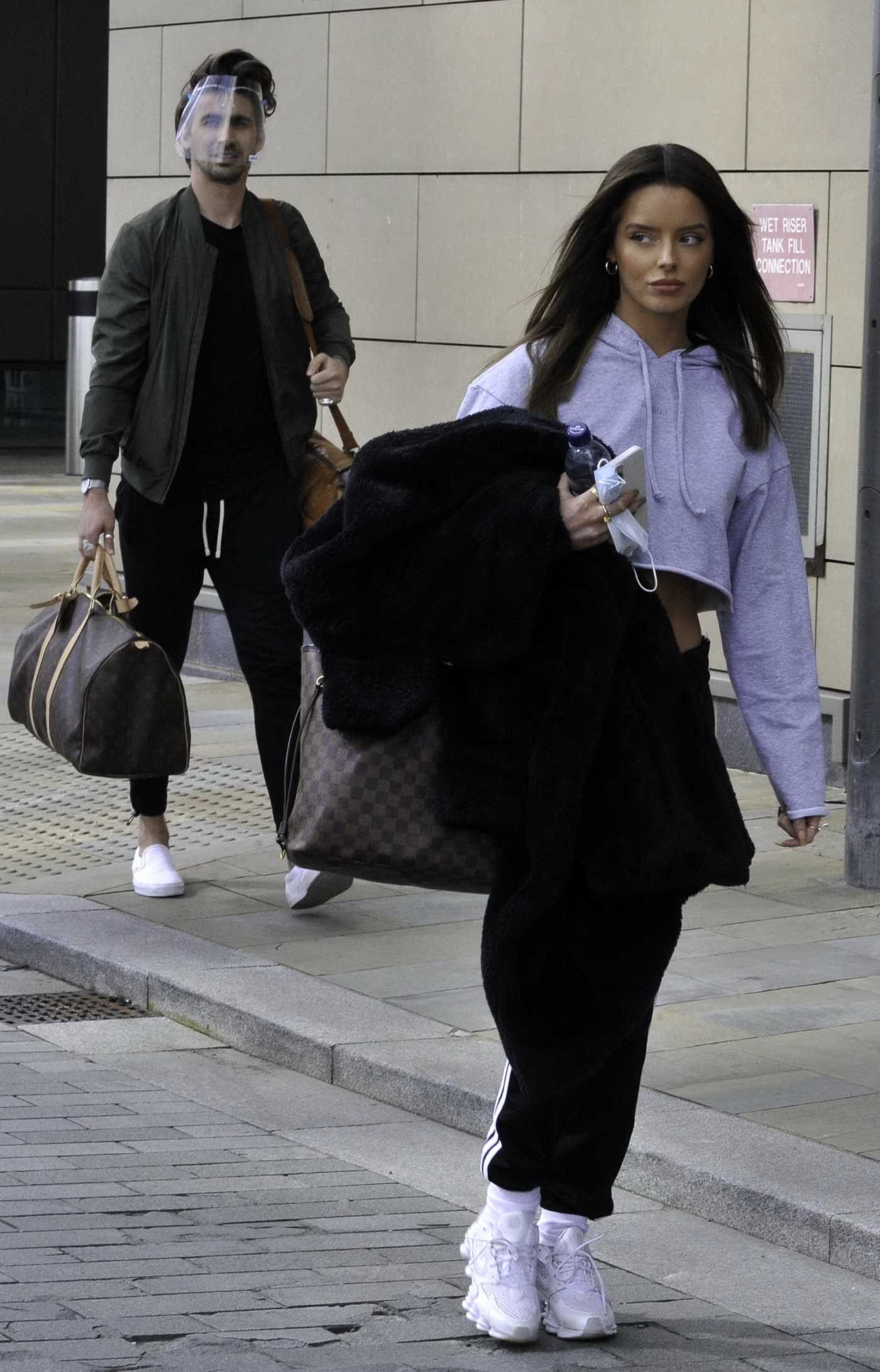 Maura Higgins in a White Sneakers Leaves a Studios in Manchester 04/12/2021