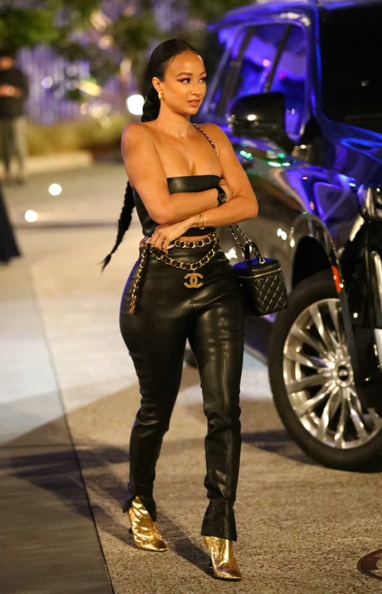 Draya Michele in a Black Leather Pants