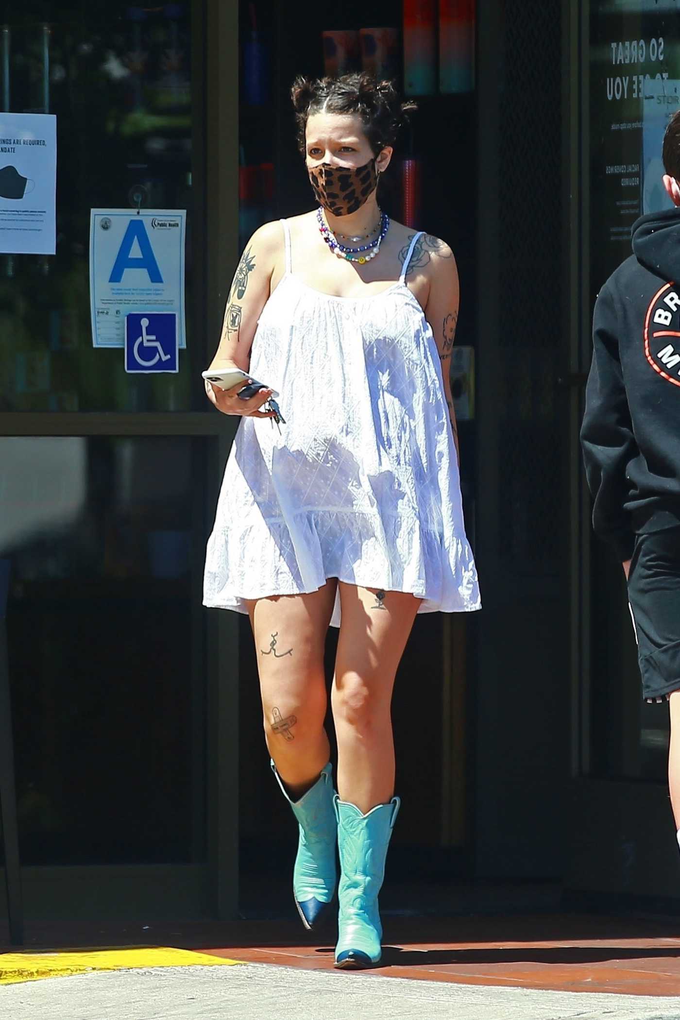 Halsey in a White Mini Dress Was Seen Out in Malibu 05/26/2021