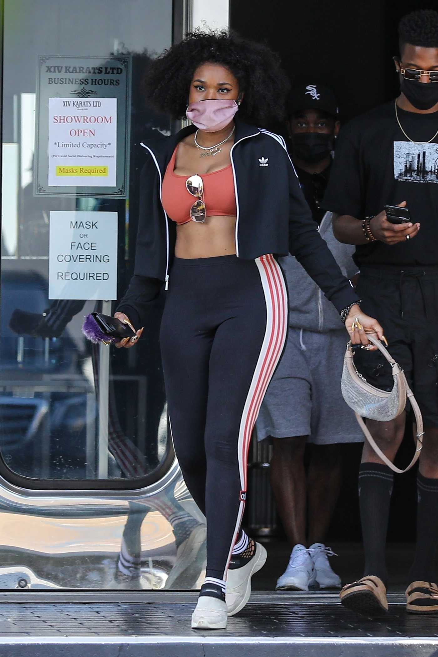 Jennifer Hudson in a Black Adidas Tracksuit Picks up Some New Jewelry at XIV karats in Beverly Hills 05/22/2021