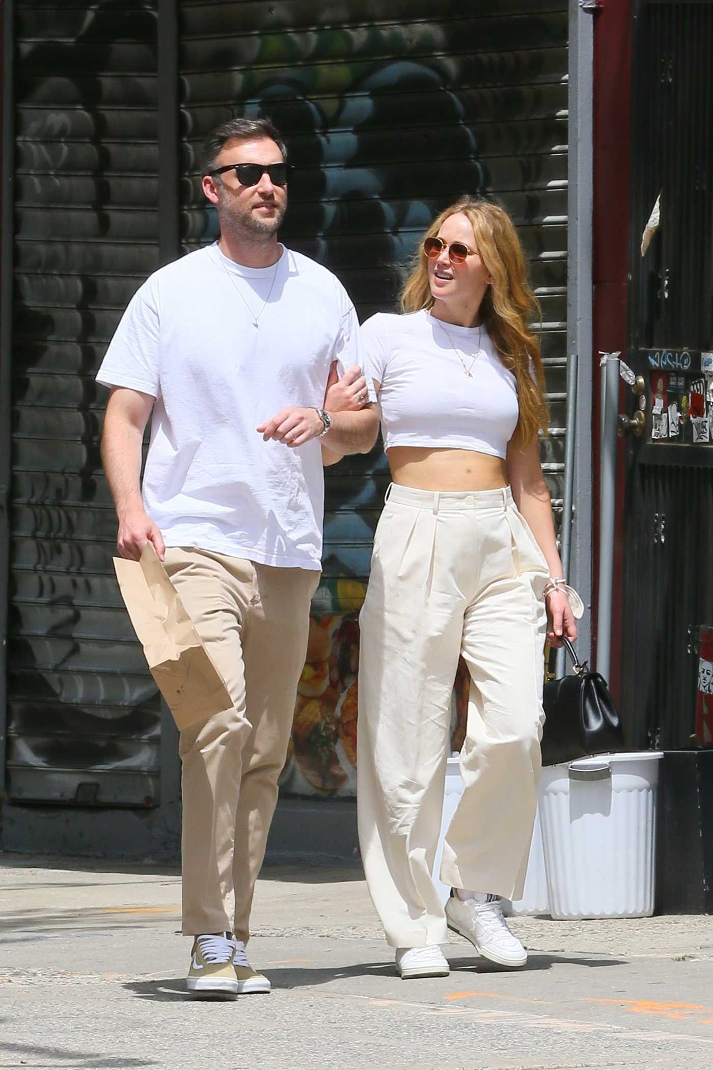 Jennifer Lawrence in a White Top Was Seen Out with Cooke Maroney in New York 05/22/2021