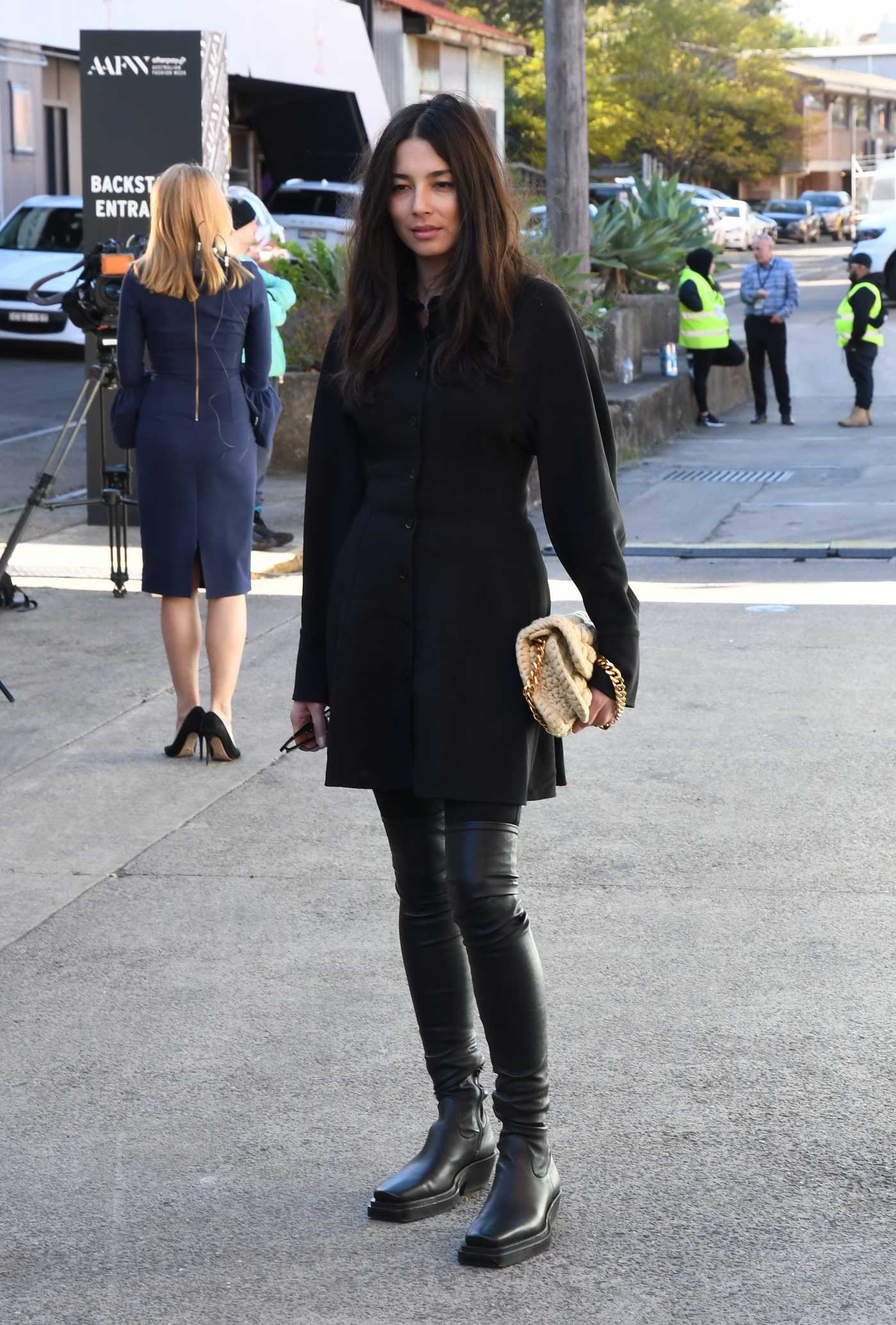 Jessica Gomes in a Black Outfit Was Seen at Sydney Fashion Week at Carriageworks in Sydney 05/31/2021