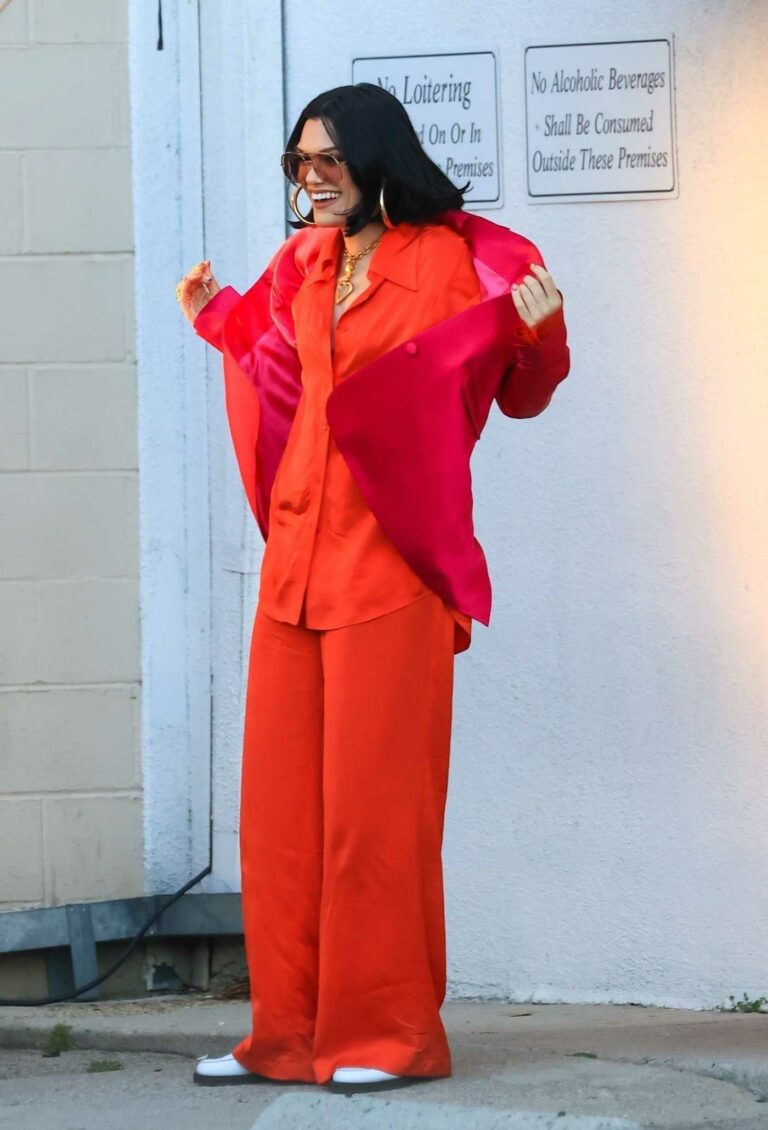 Jessie J in a Red Pantsuit