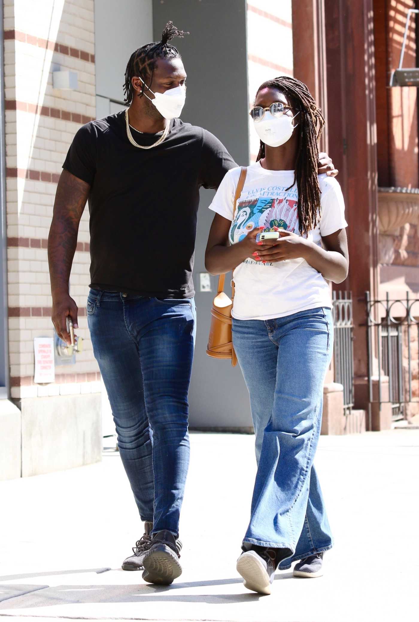 Jodie Turner-Smith in a White Tee Was Seen Out with Her Brother in New York 05/21/2021