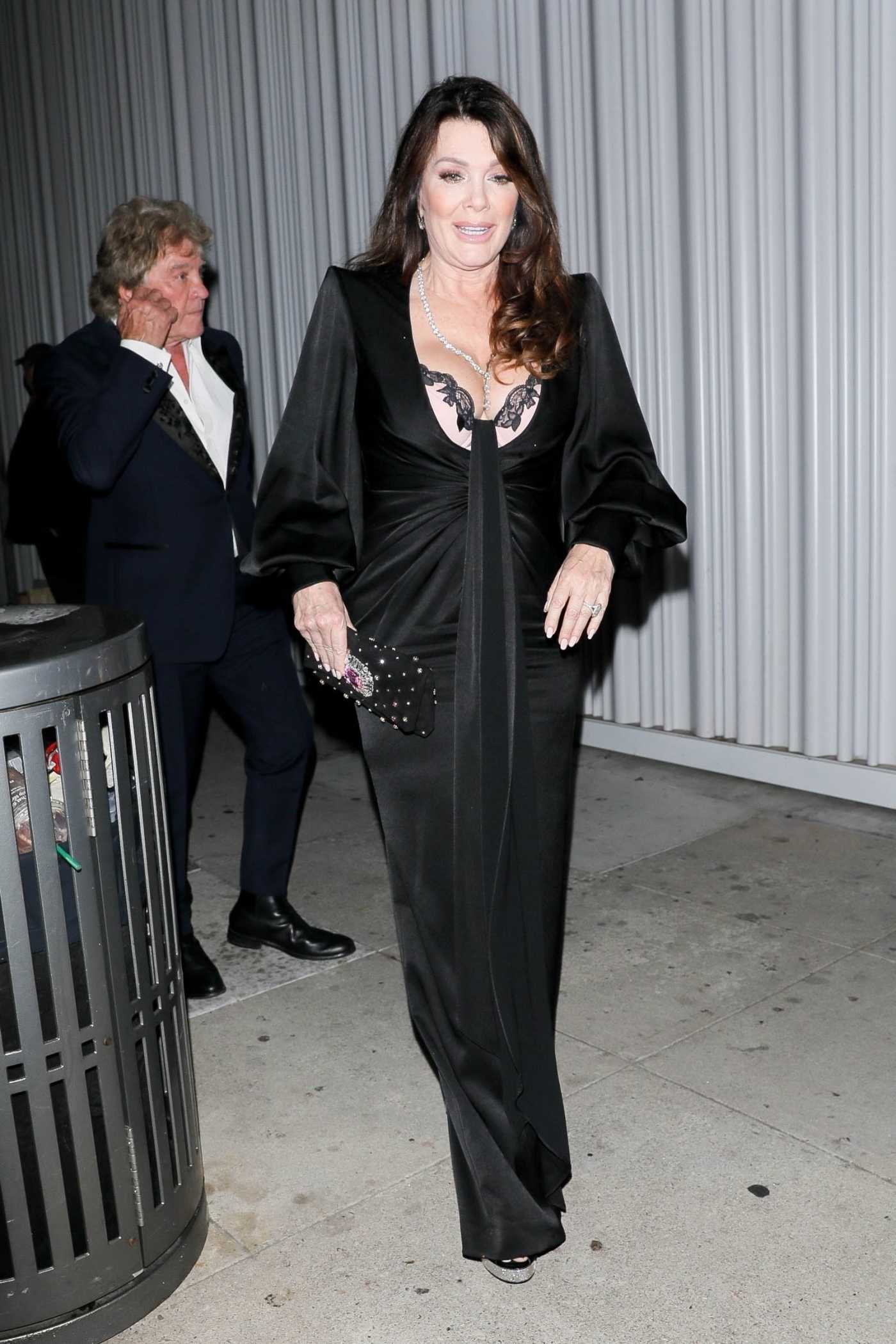 Lisa Vanderpump in a Black Dress Leaves a Birthday Celebration with Her Husband Ken Todd at Mr Chow in Beverly Hills 05/29/2021