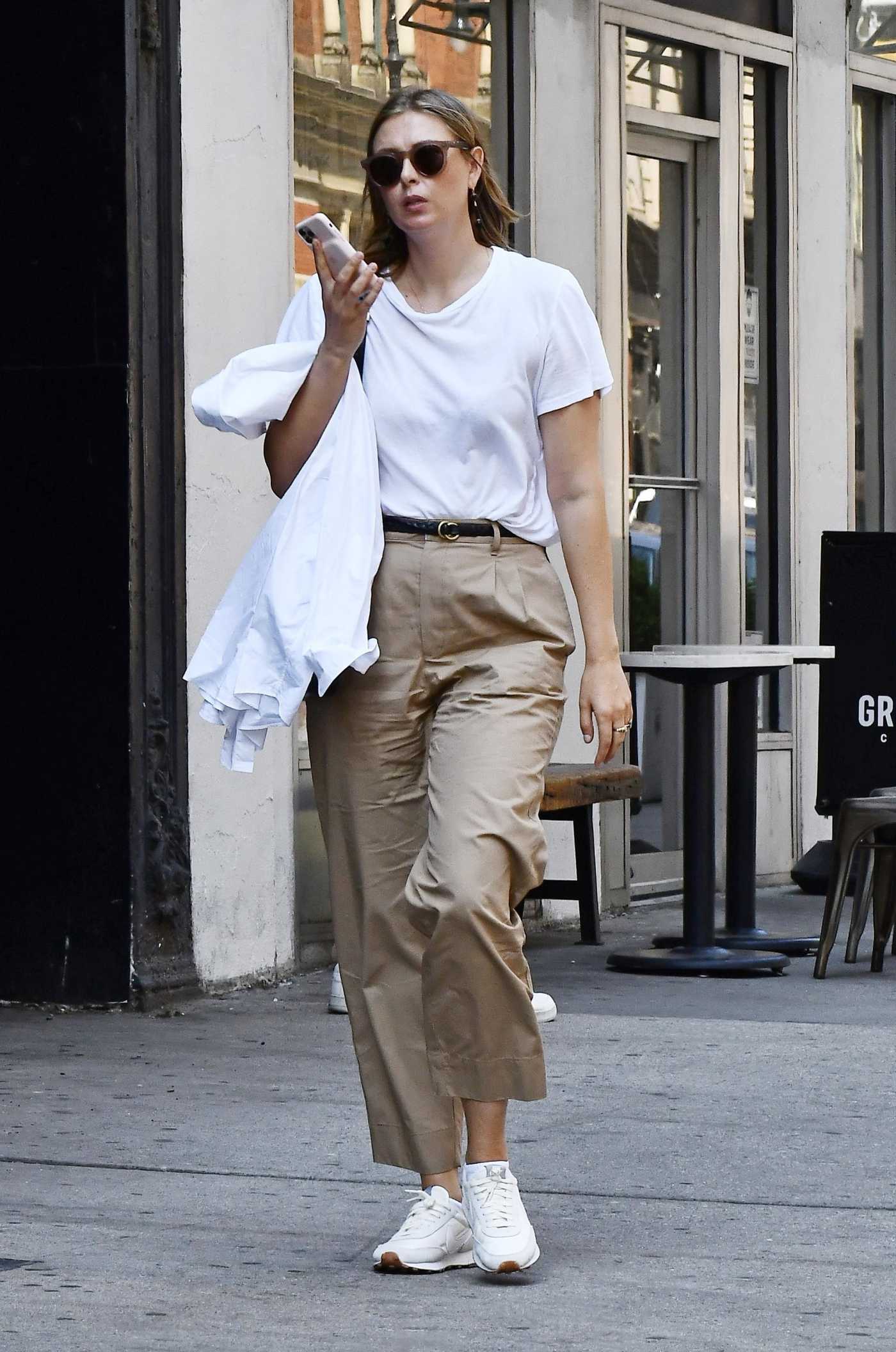Maria Sharapova in a White Tee Was Seen Out in New York 05/26/2021
