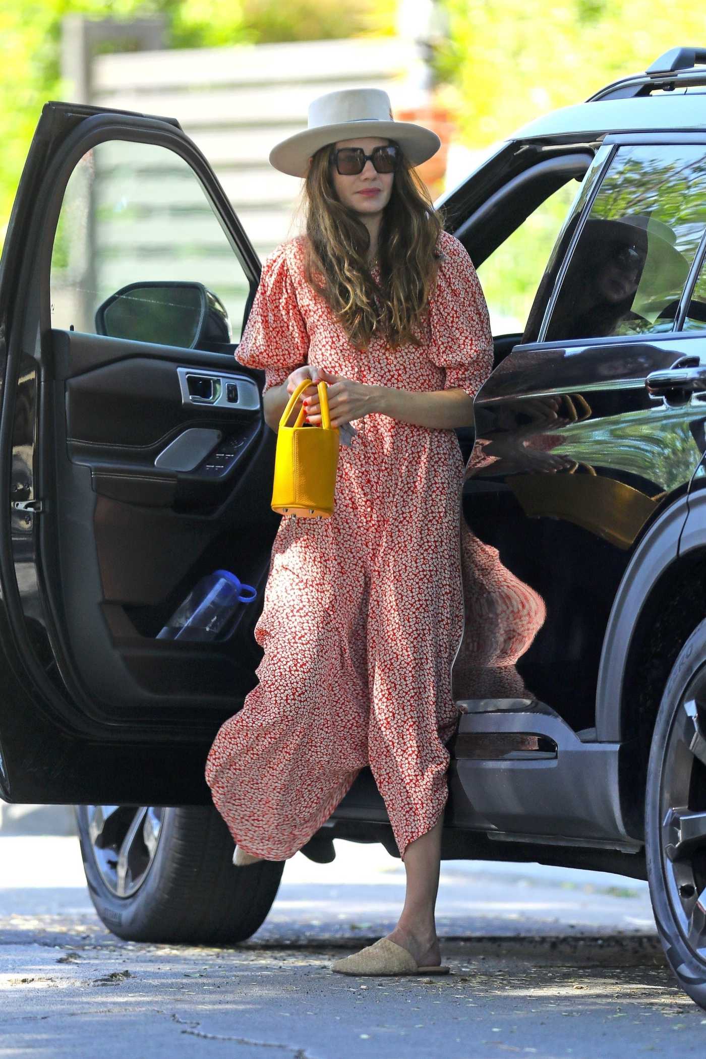 Michelle Monaghan in a Red Floral Dress Was Seen Out in Los Angeles 05/28/2021