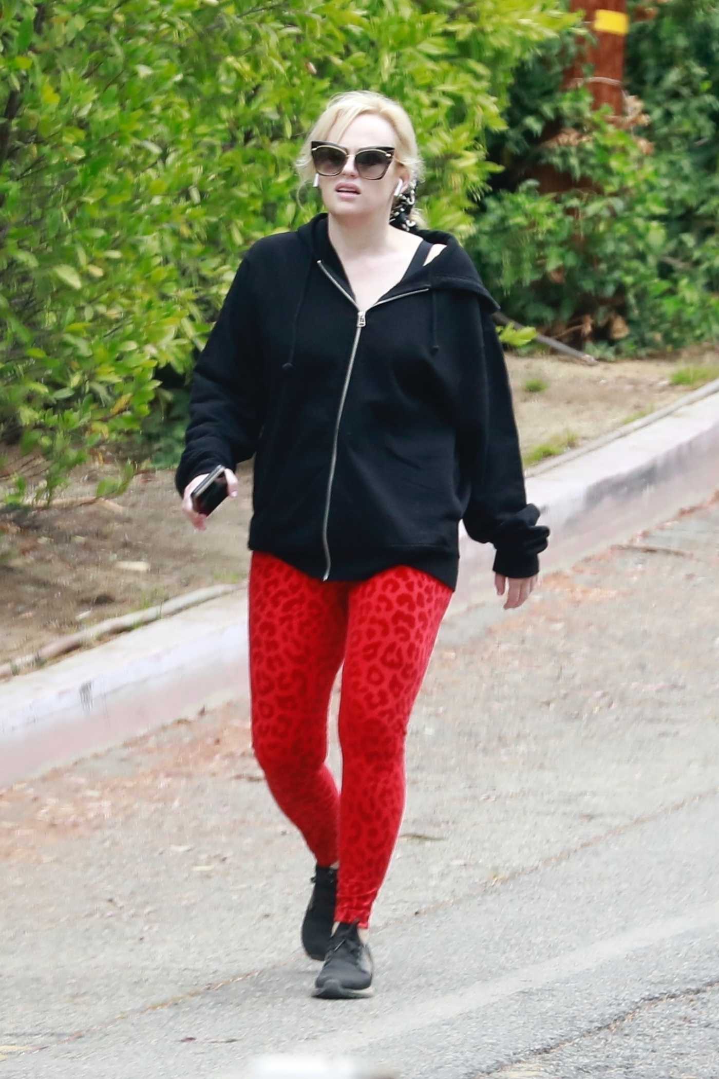Rebel Wilson in a Red Animal Print Leggings Was Seen Out in Griffith Park in Los Angeles 05/17/2021
