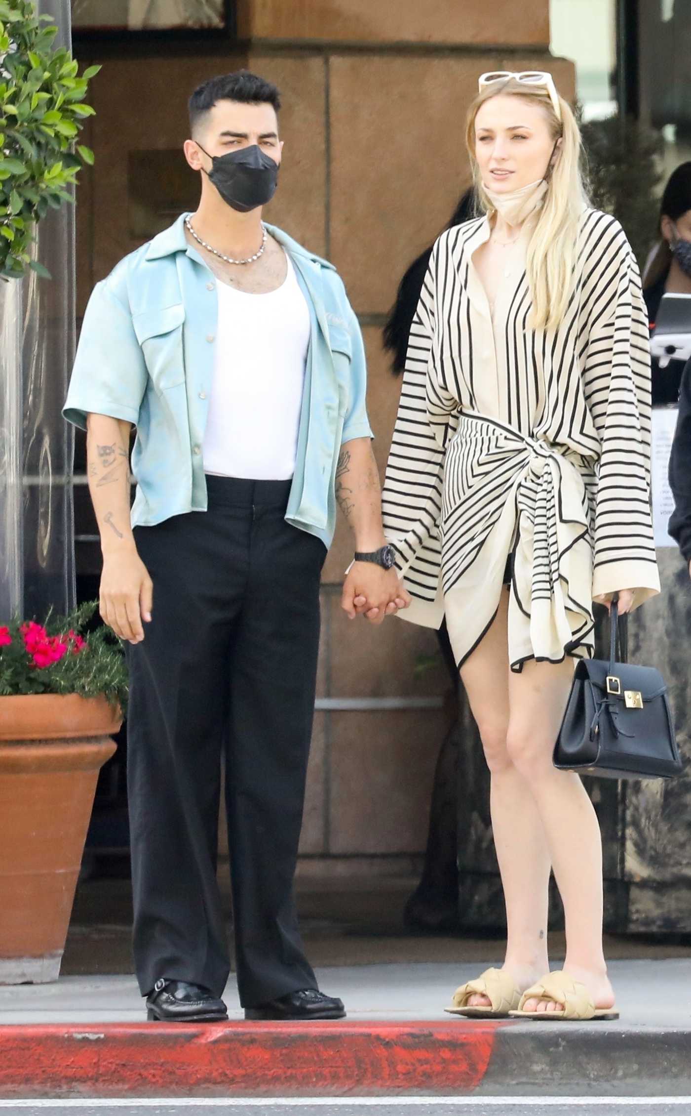 Sophie Turner in a Striped Dress Was Seen Out with Joe Jonas in Beverly Hills 05/09/2021