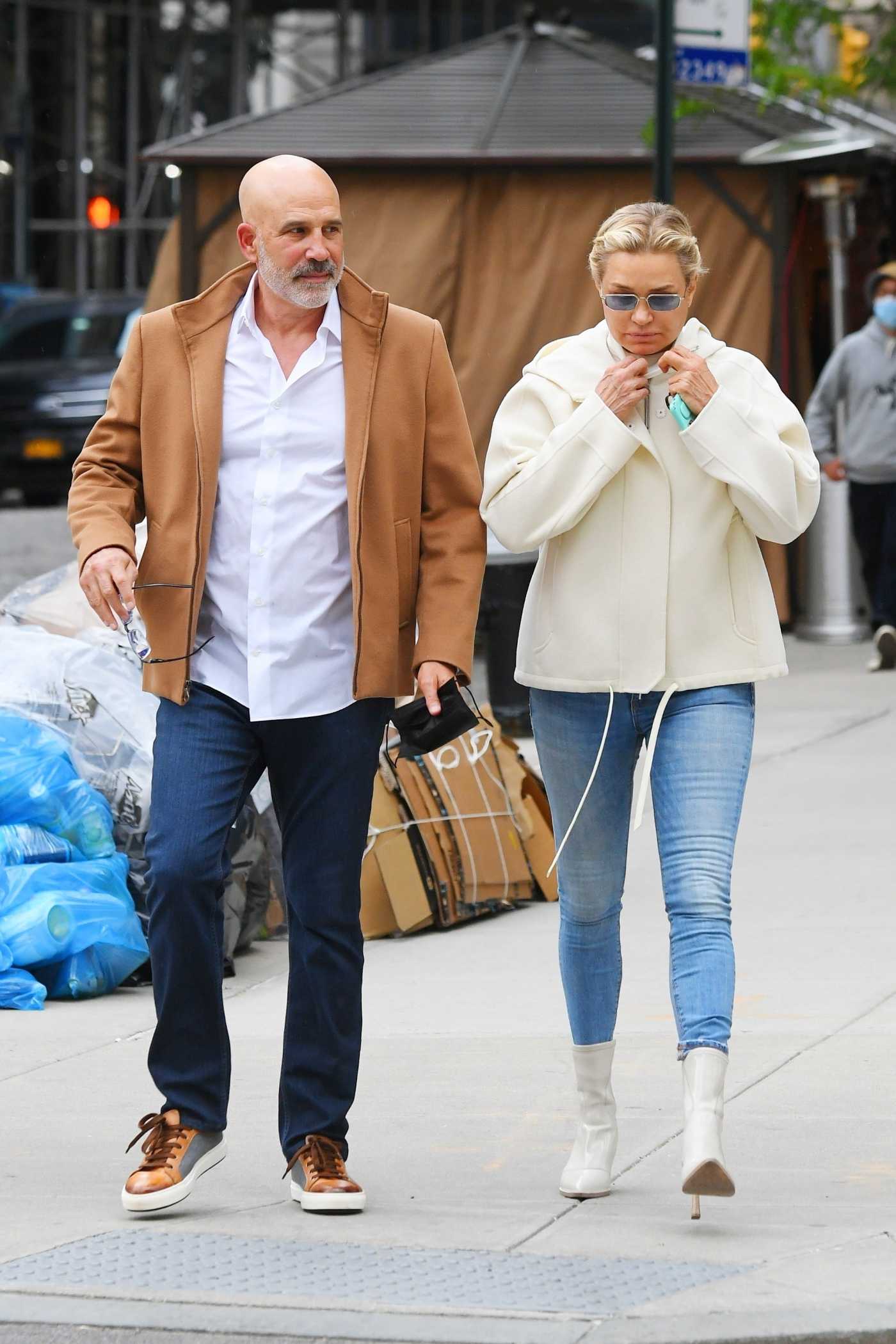 Yolanda Hadid in a White Jacket Leaves Her Apartment in New York 05/11/2021