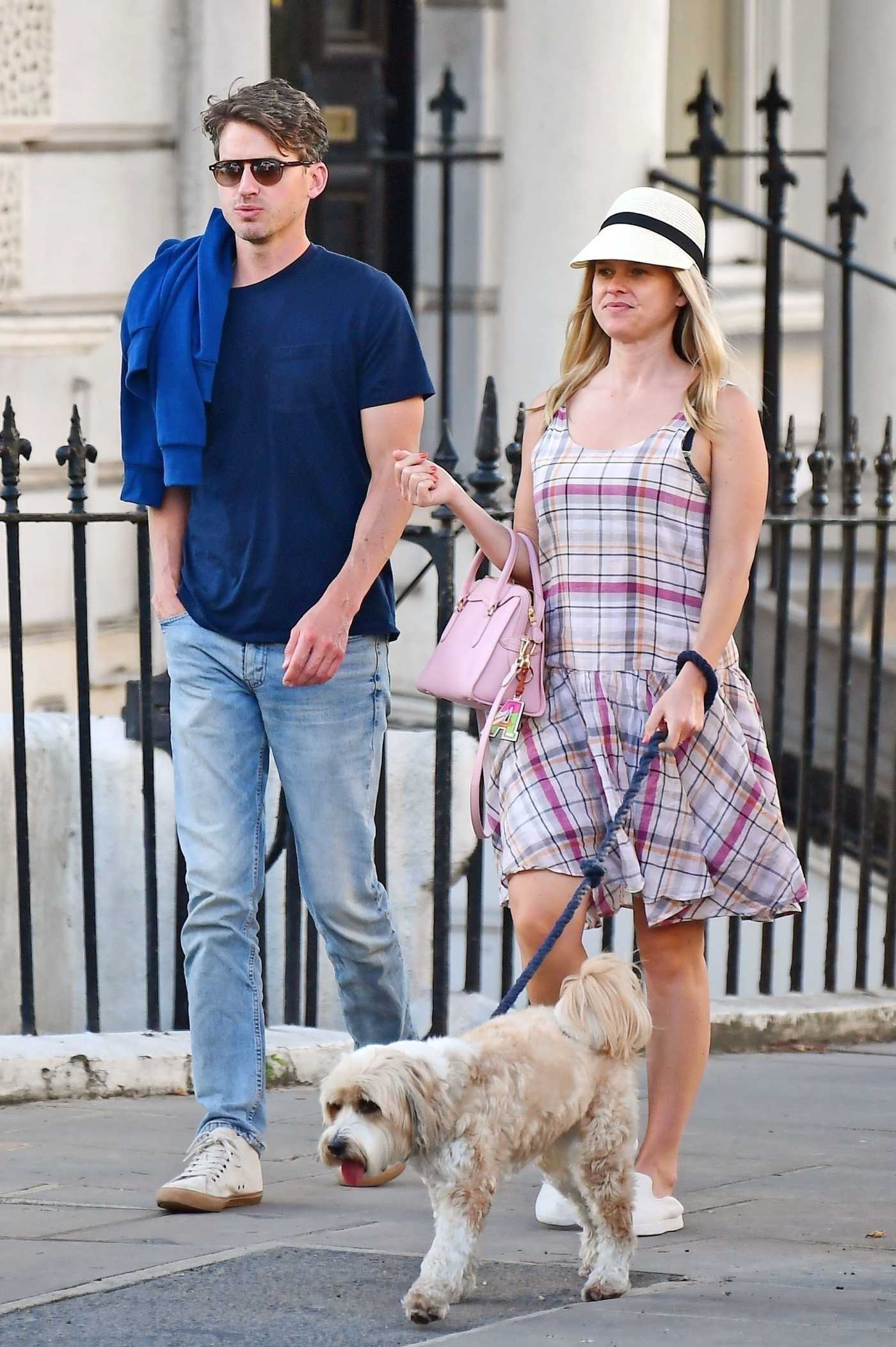 Alice Eve in a Plaid Dress Was Seen Out with Her Brother and Film Director Jack Eve in Notting Hill, London 06/20/2021