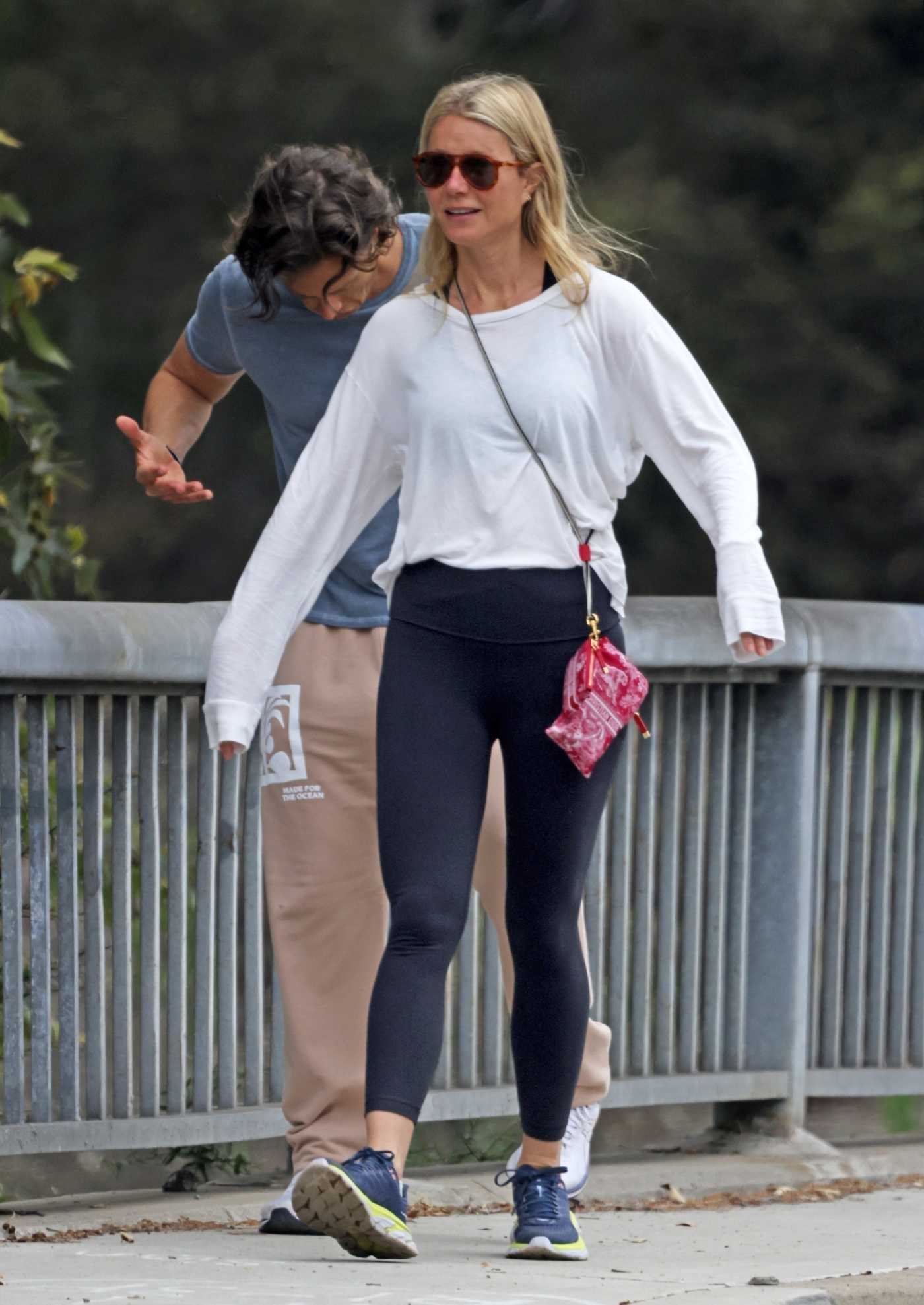 Gwyneth Paltrow in a Black Leggings Was Seen Out with Brad Falchuk and a Friend in Montecito 06/19/2021