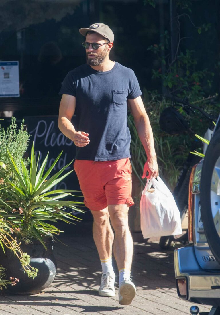 Jamie Dornan in a Red Shorts