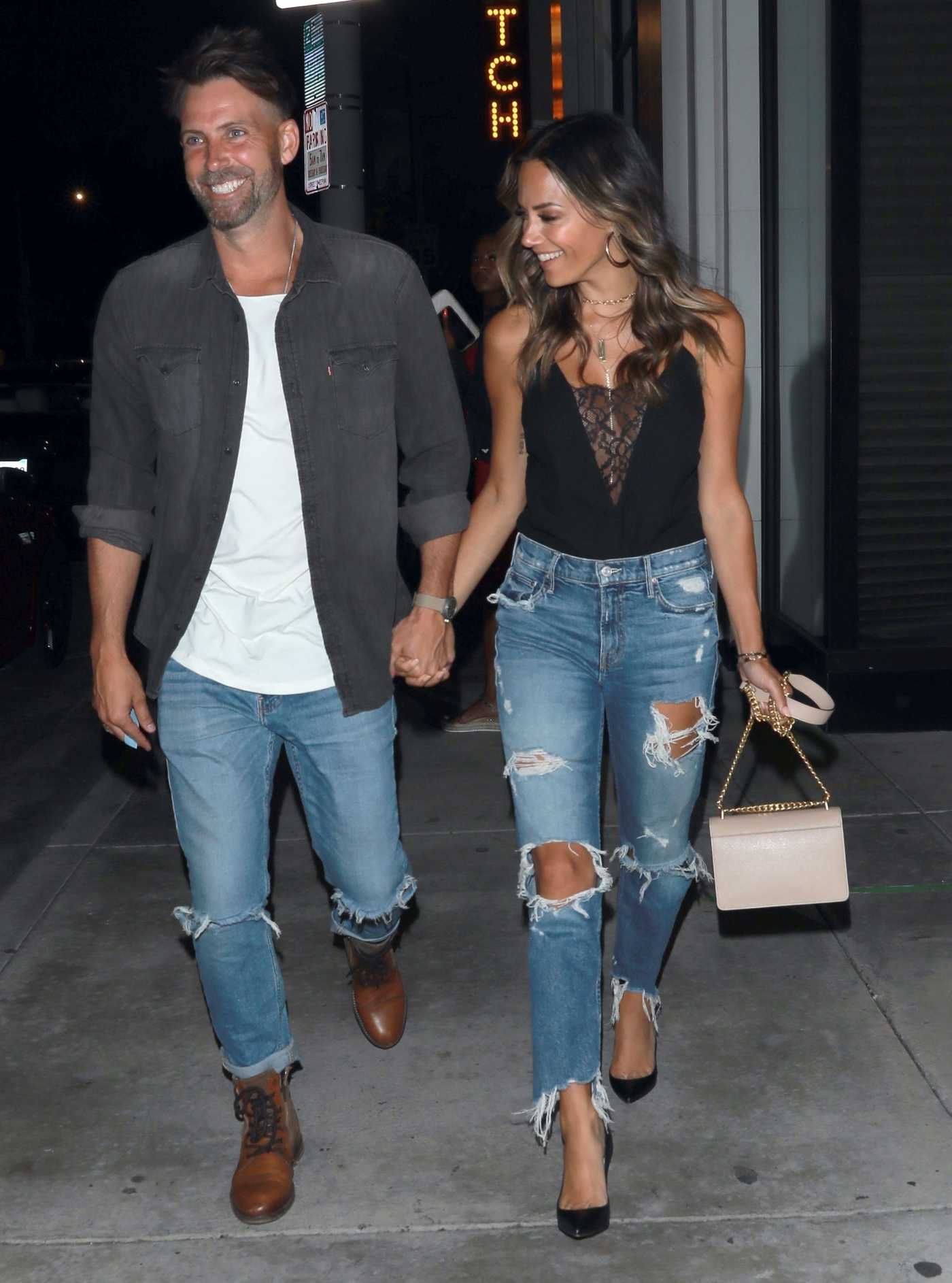 Jana Kramer in a Blue Ripped Jeans Leaves Catch LA Out with Graham Bunn in Los Angeles 06/11/2021