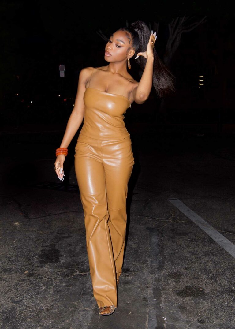 Normani Kordei in a Yellow Leather Outfit