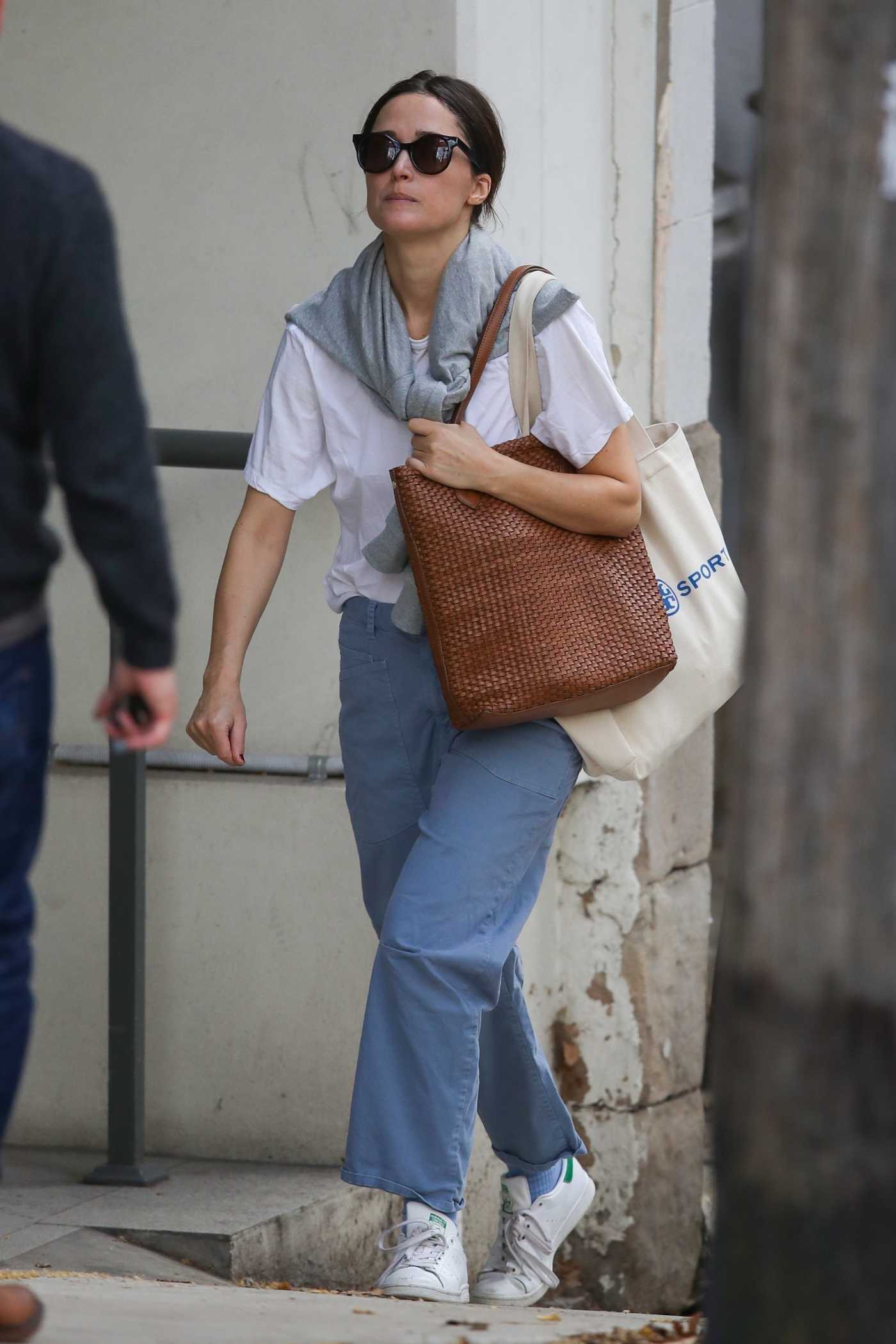 Rose Byrne in a White Tee Leaves a Pilates Studio in Sydney 06/24/2021