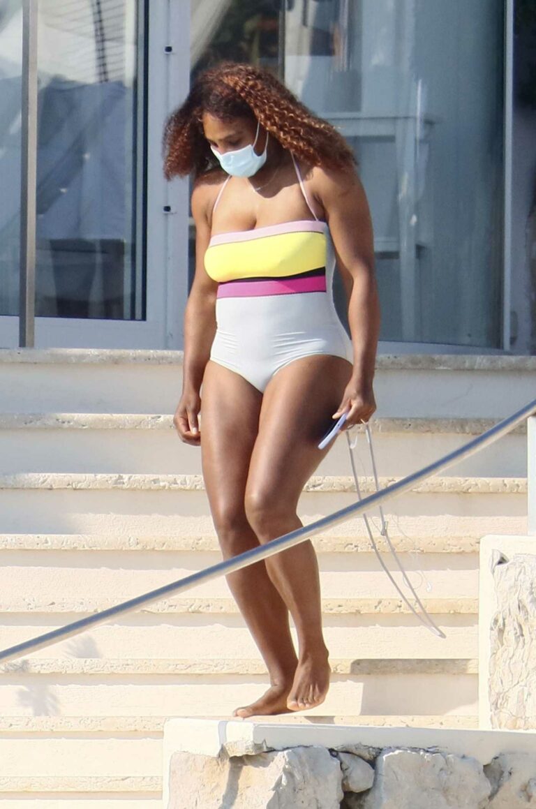 Serena Williams in a Grey Swimsuit