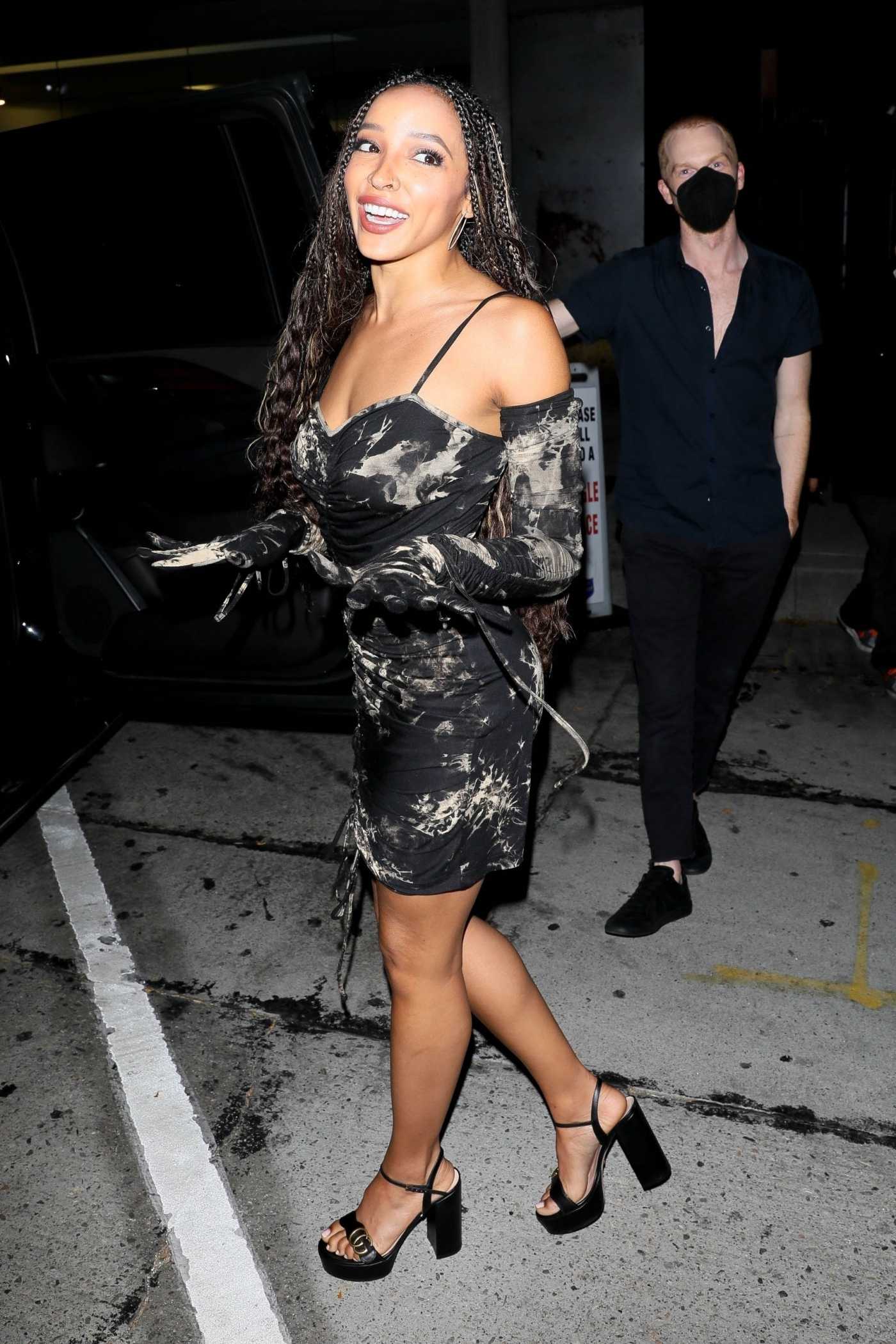 Tinashe in a Black Dress Steps Out for Dinner with Friends at Craig's in West Hollywood 06/05/2021
