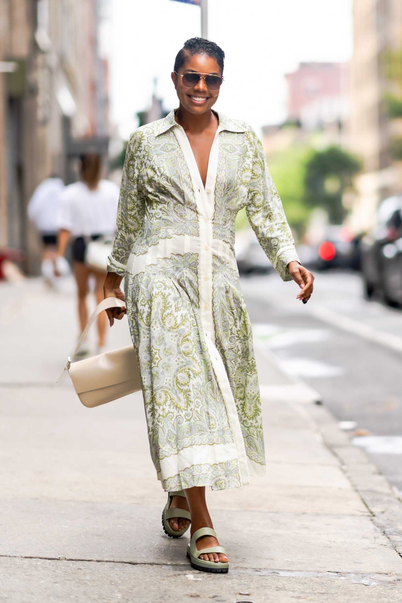 Gabrielle Union in a Patterned Dress Was Seen Out in New York 07/27/2021