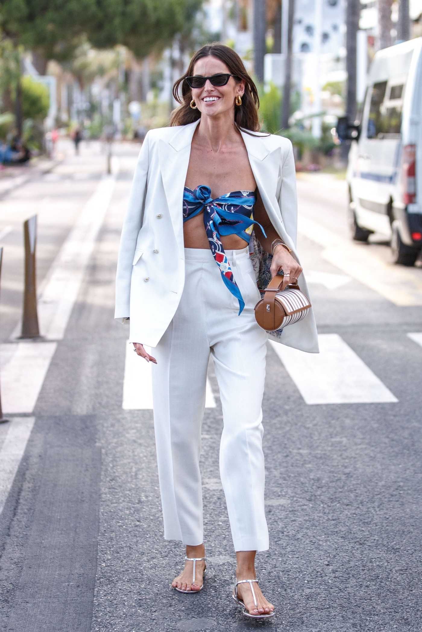Izabel Goulart in a White Suit Was Seen Out in Cannes 07/06/2021