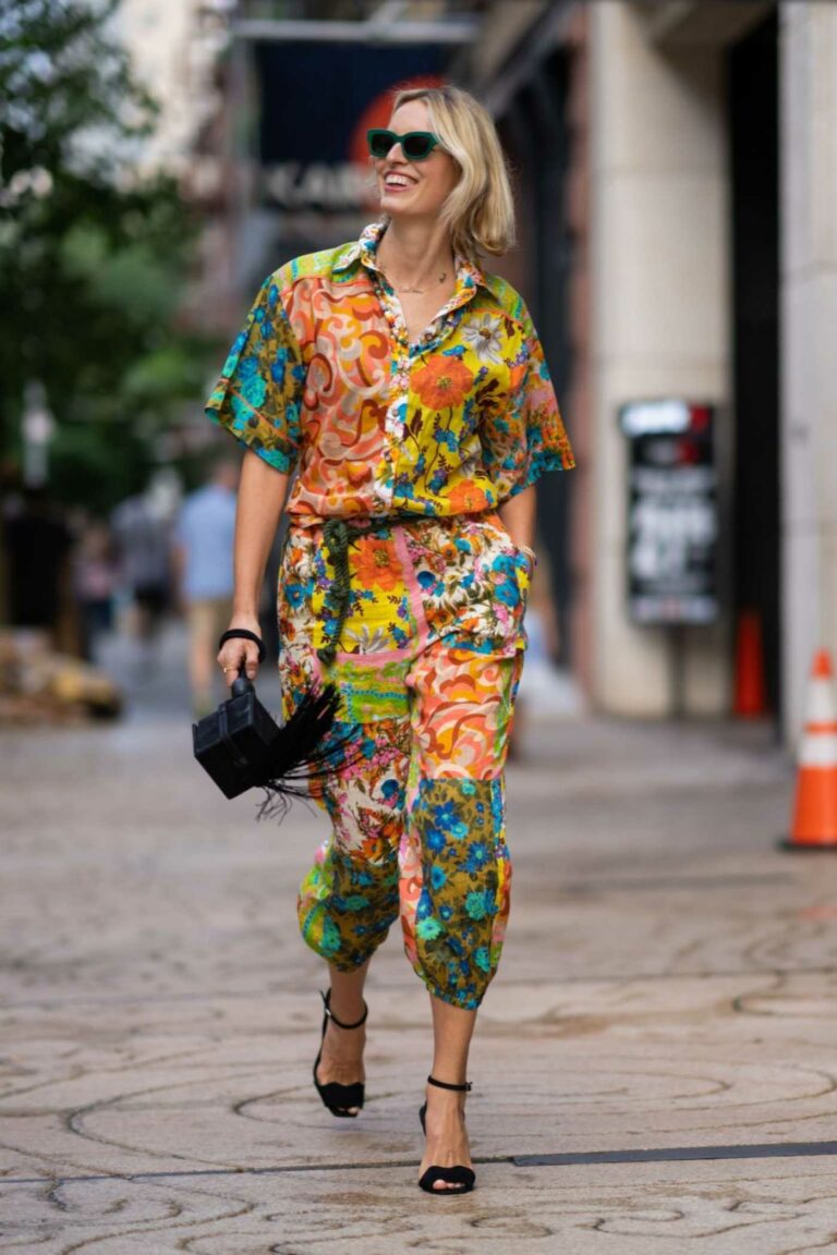Karolina Kurkova in a Colorful Suit