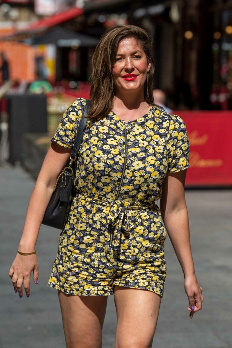 Lucy Horobin in a Floral Shorts Jumpsuit