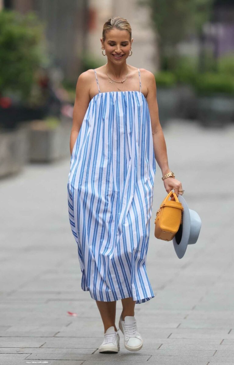 Vogue Williams in a Striped Sundress