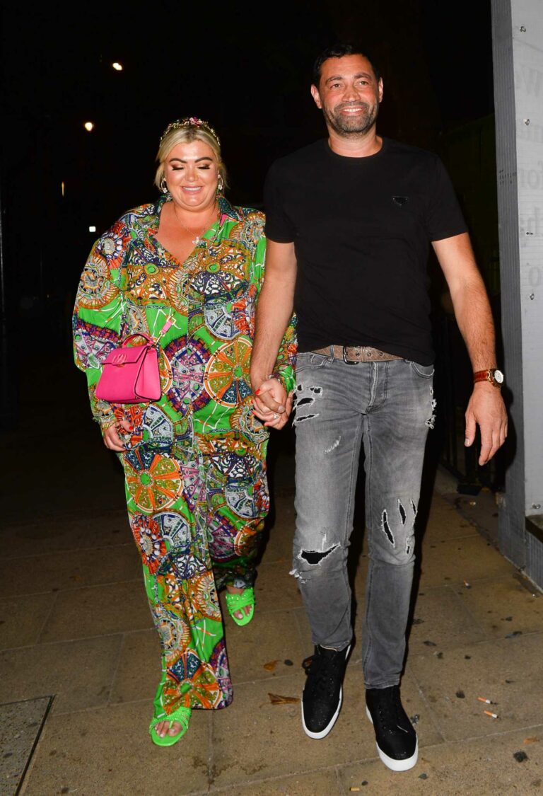 Gemma Collins in a Patterned Green Suit