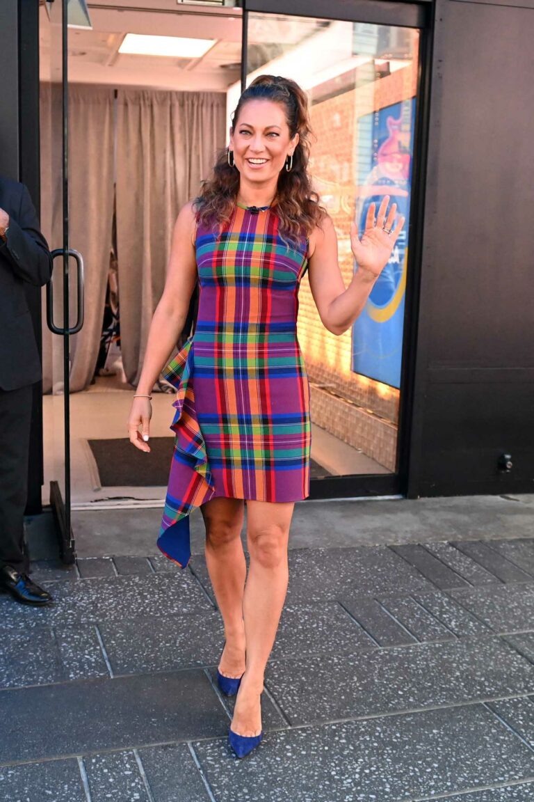 Ginger Zee in a Plaid Dress