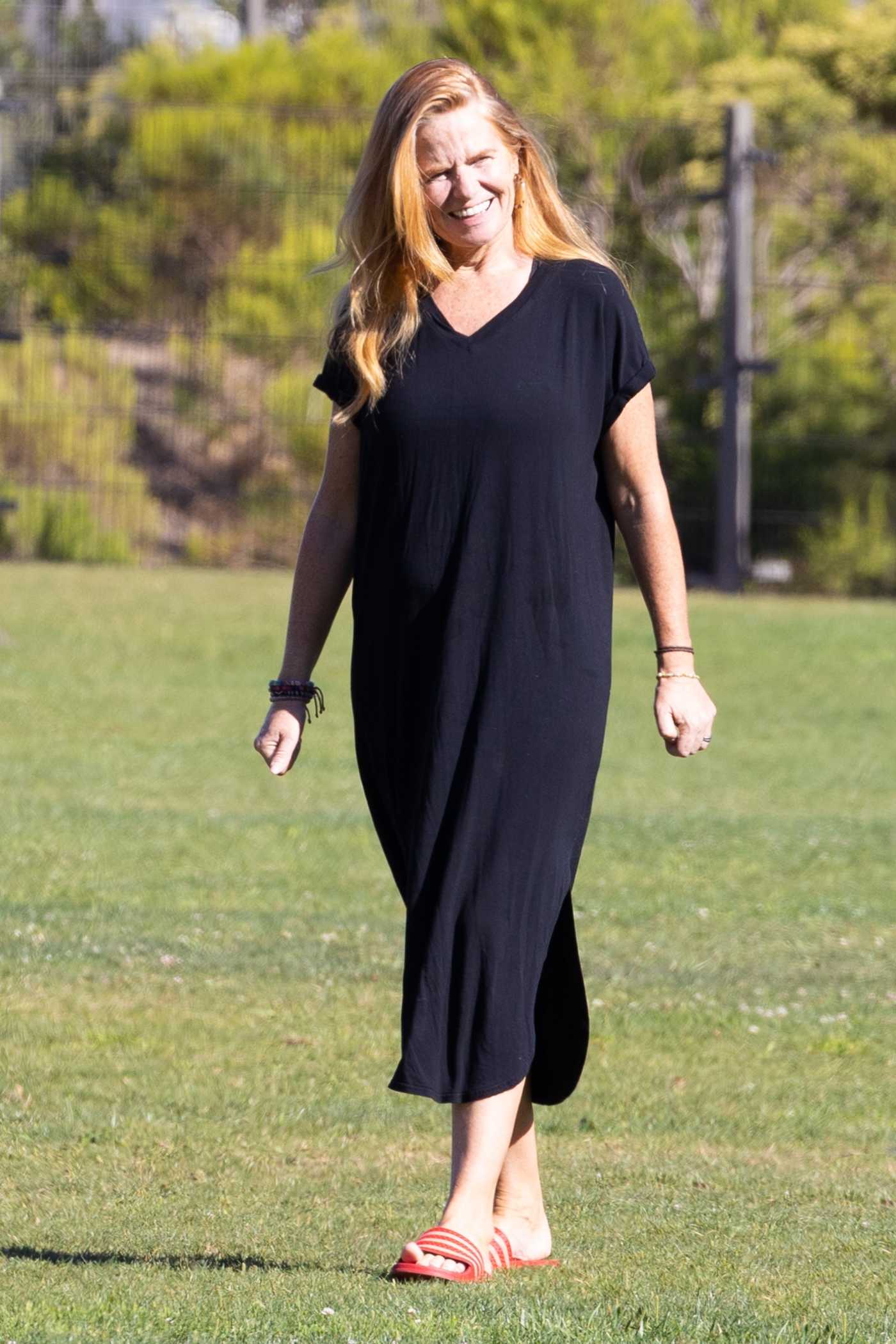 Patsy Palmer in a Black Dress Was Seen at a Local Park in Malibu 08/02/2021