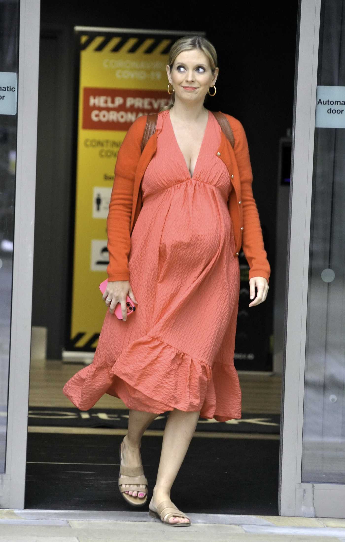 Rachel Riley in a Red Summer Dress Leaves Countdown Studios on Mediacity in Manchester 08/17/2021