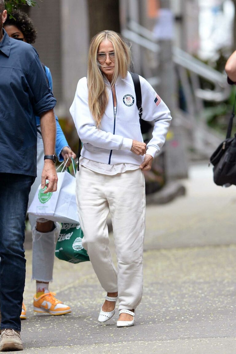 Sarah Jessica Parker in a White Track Jacket