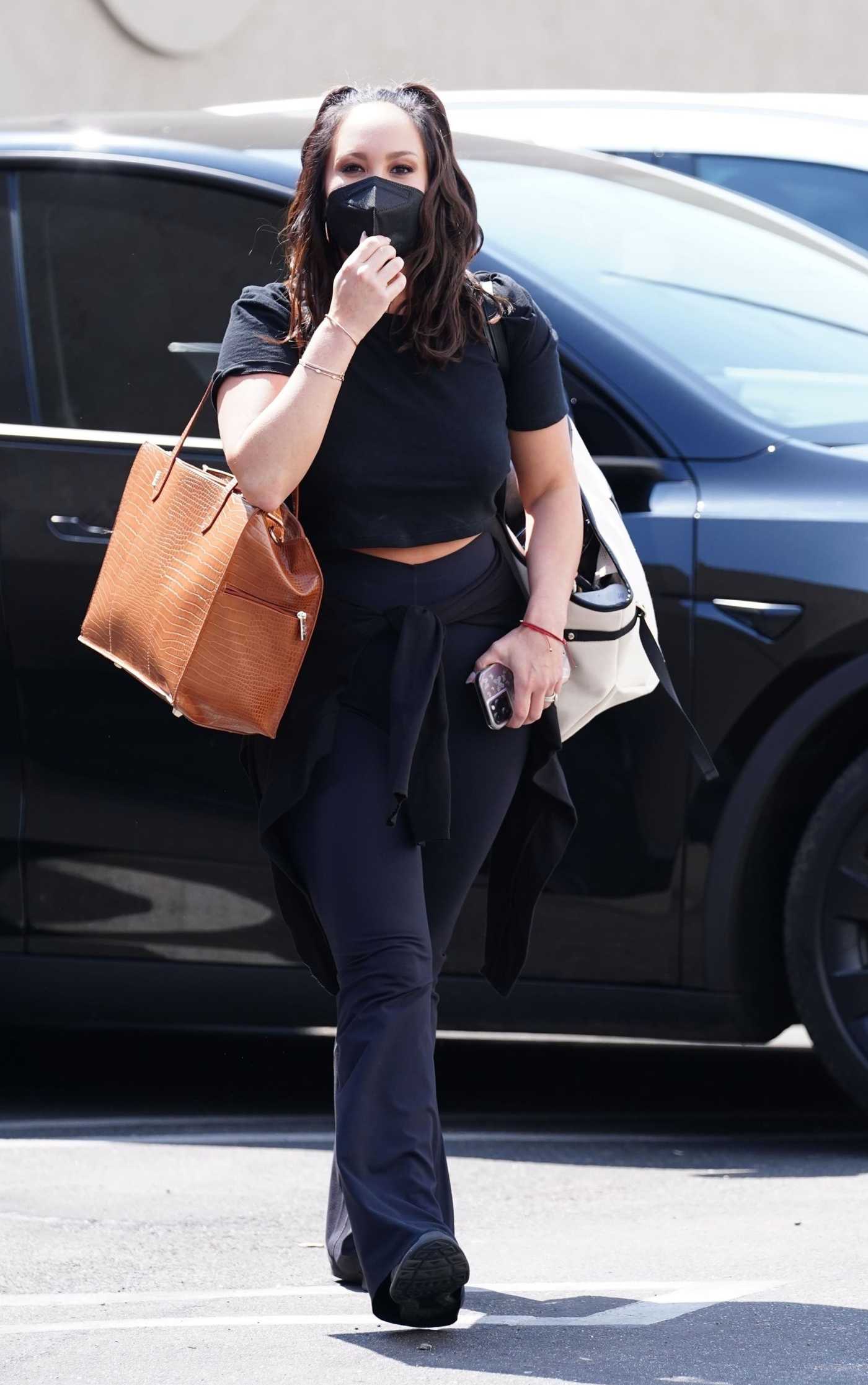 Cheryl Burke in a Black Outfit Arrives for Dance Practice at the DWTS Studio in Los Angeles 09/07/2021