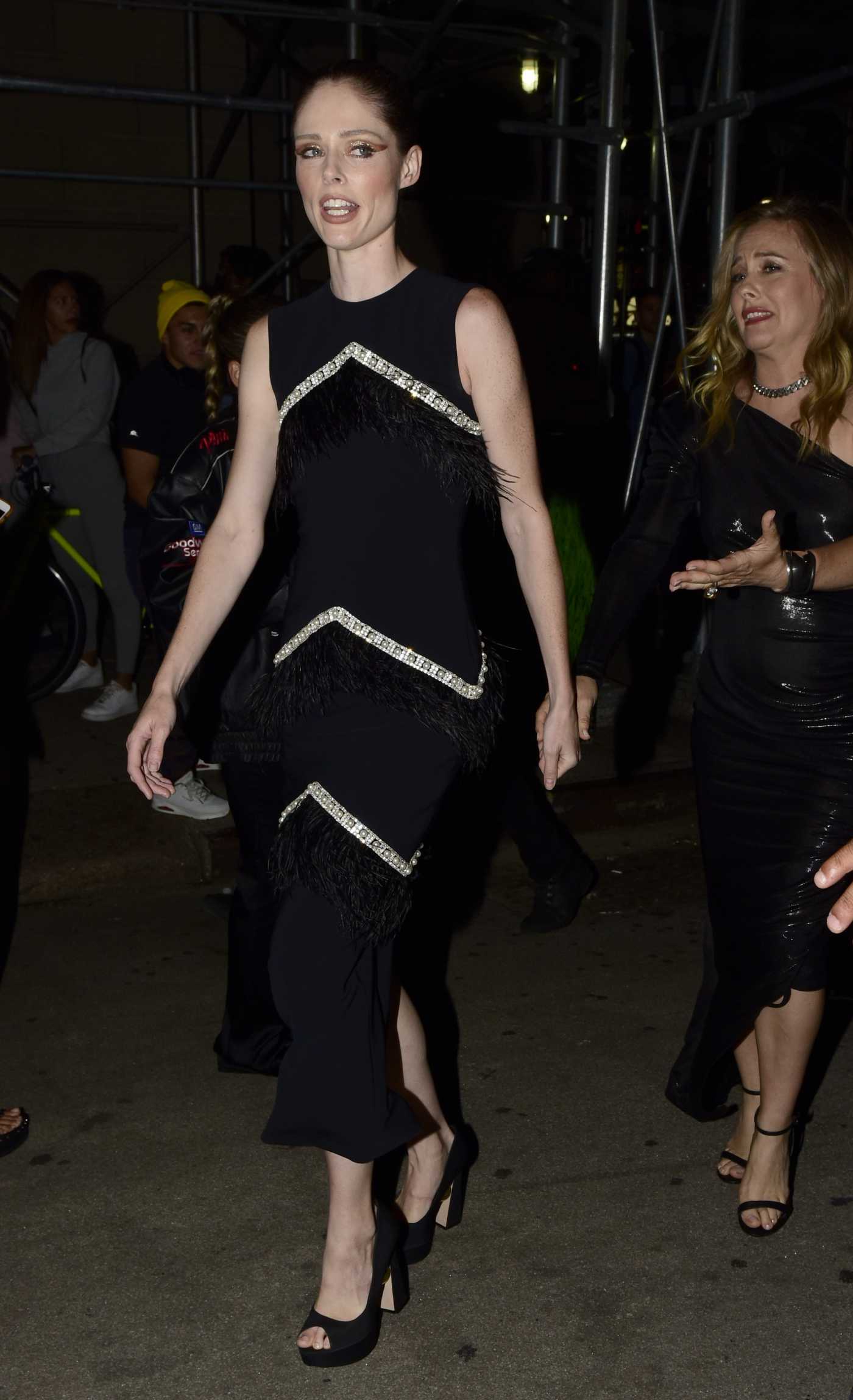 Coco Rocha in a Black Dress Leaves Christian Siriano Fashion Show During NYFW at Gotham Hall in Manhattan in NYC 09/07/2021
