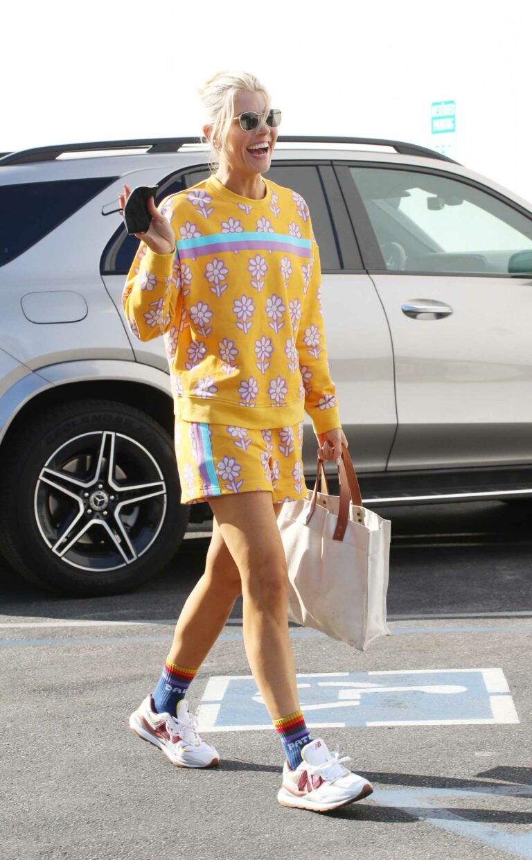 Amanda Kloots in a Yellow Floral Ensemble