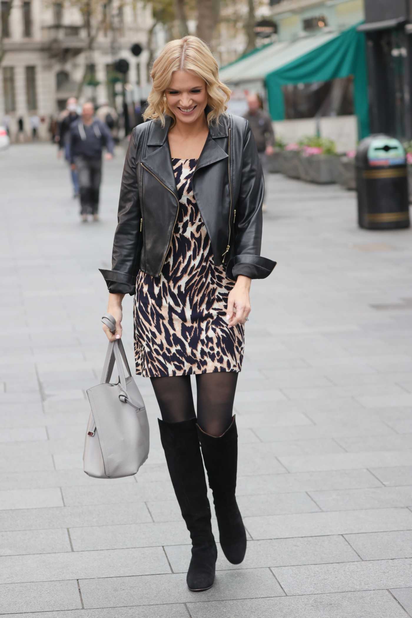 Charlotte Hawkins in a Black Jacket Leaves The Global Studios in London