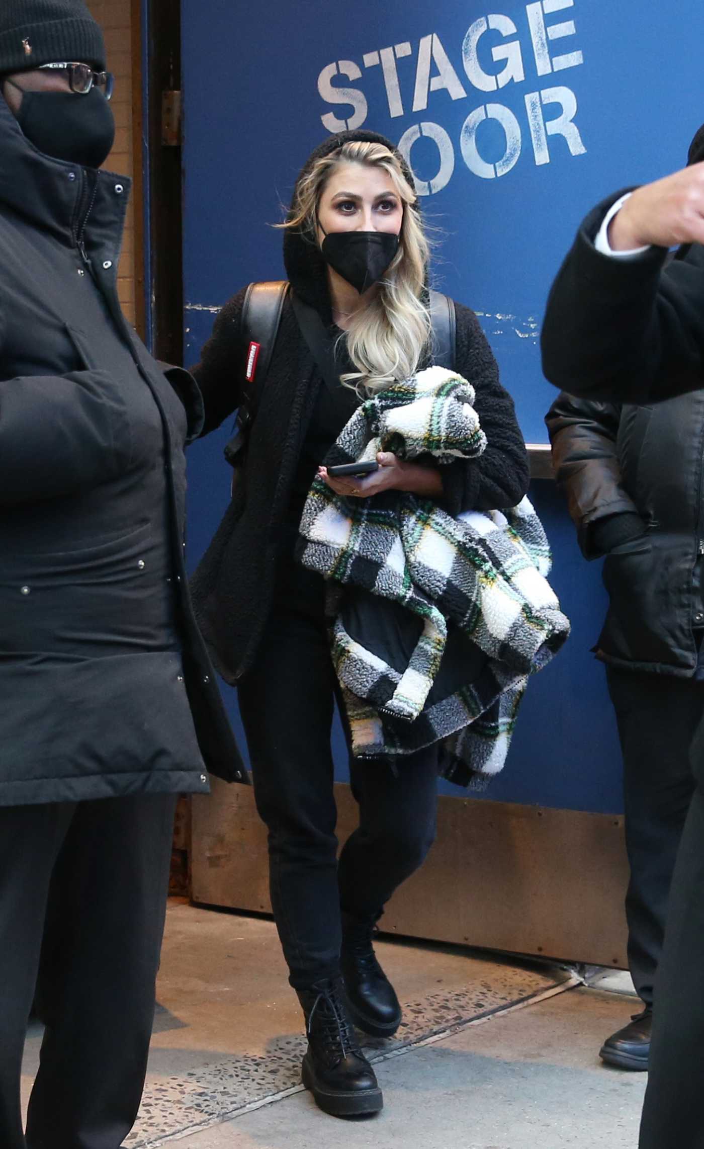 Emma Slater in a Black Protective Mask Leaves Good Morning America in New York 11/23/2021