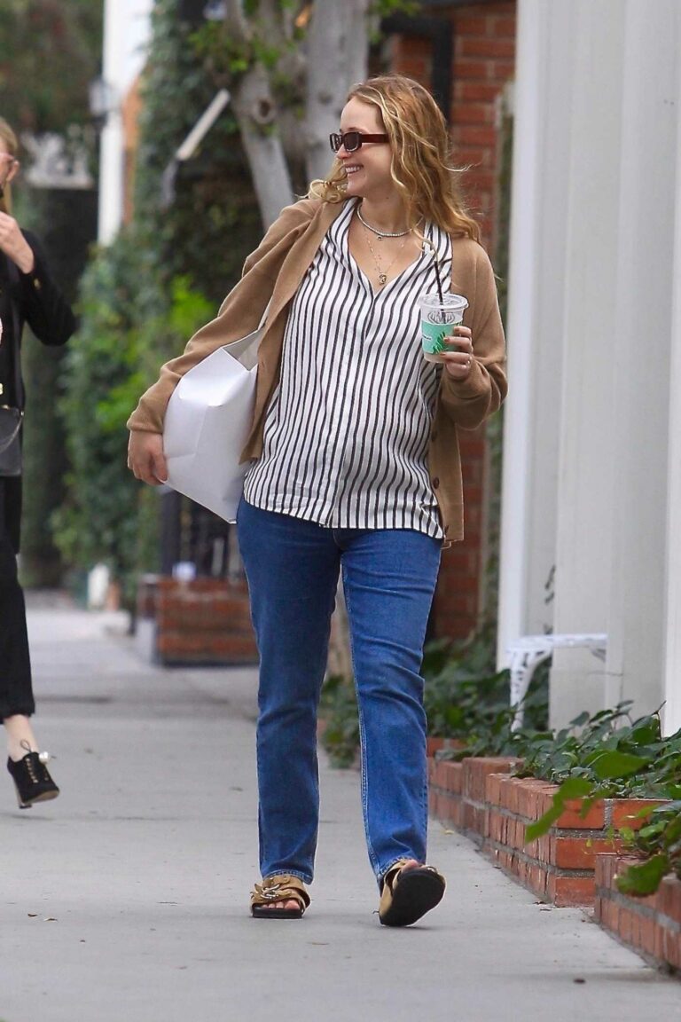 Jennifer Lawrence in a Striped Blouse