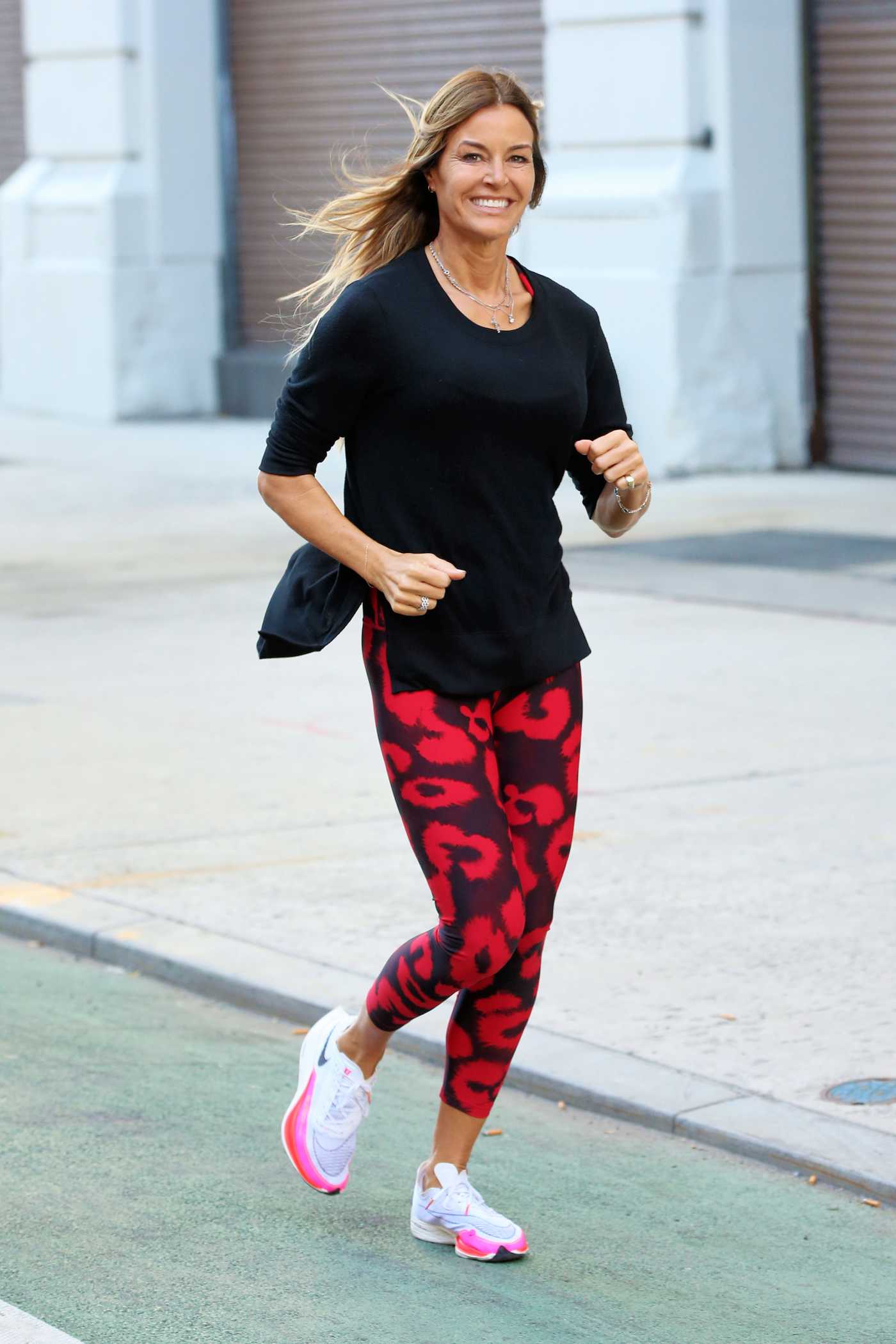 Kelly Bensimon in a Some Colorful Tights Jogs Out in New York 11/10/2021