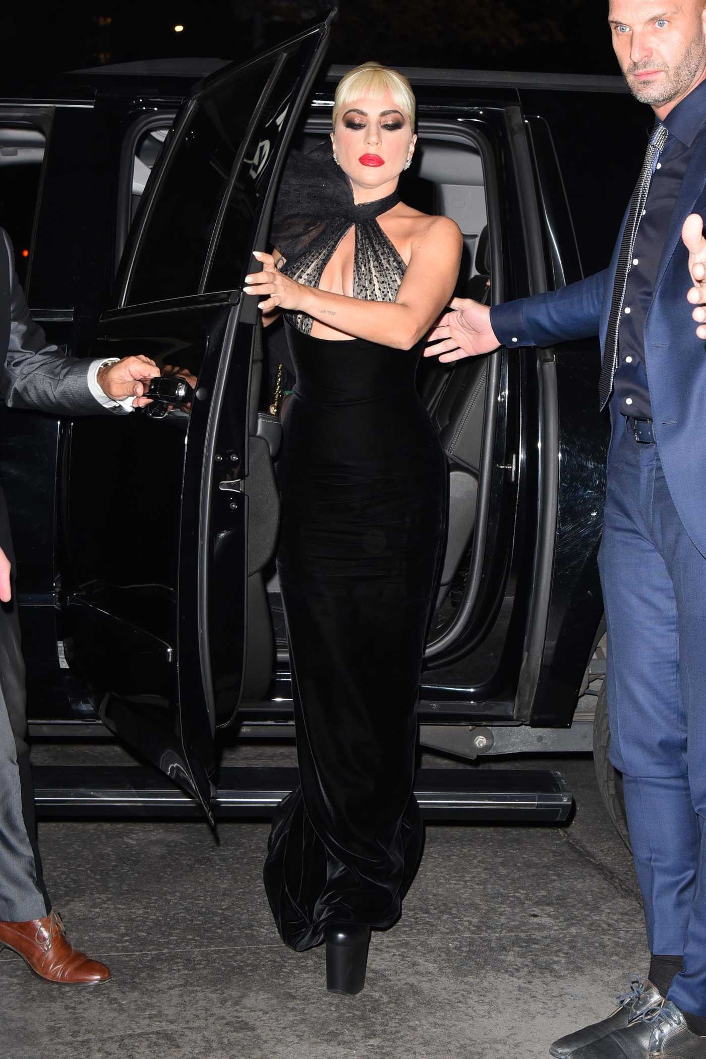 Lady Gaga in a Black Dress Arrives at the House of Gucci New York Premiere at Jazz at Lincoln Center in New York 11/16/2021