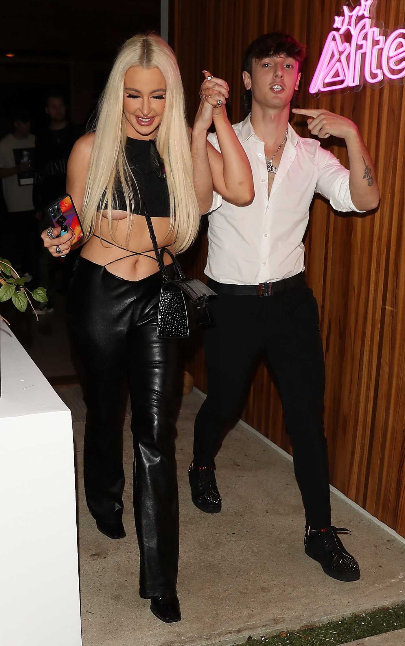 Tana Mongeau in a Black Top Was Seen Out with TikTok Star Bryce Hall in Los Angeles 11/11/2021